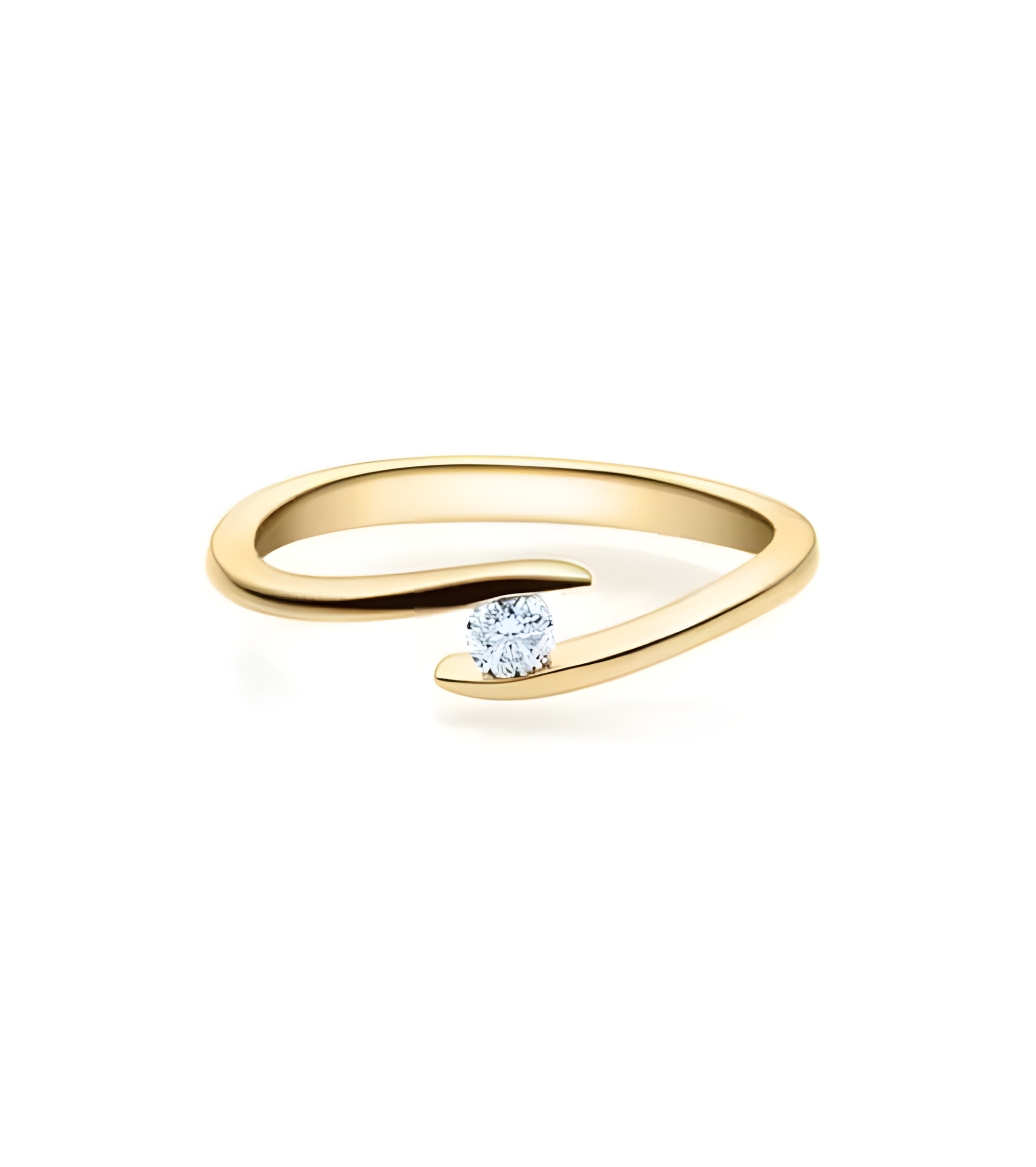 Deneb 0,10 | Oro amarillo - ANILLO DE COMPROMISO EN ORO - Original anillo de compromiso de oro amarillo con un diamante en tensi