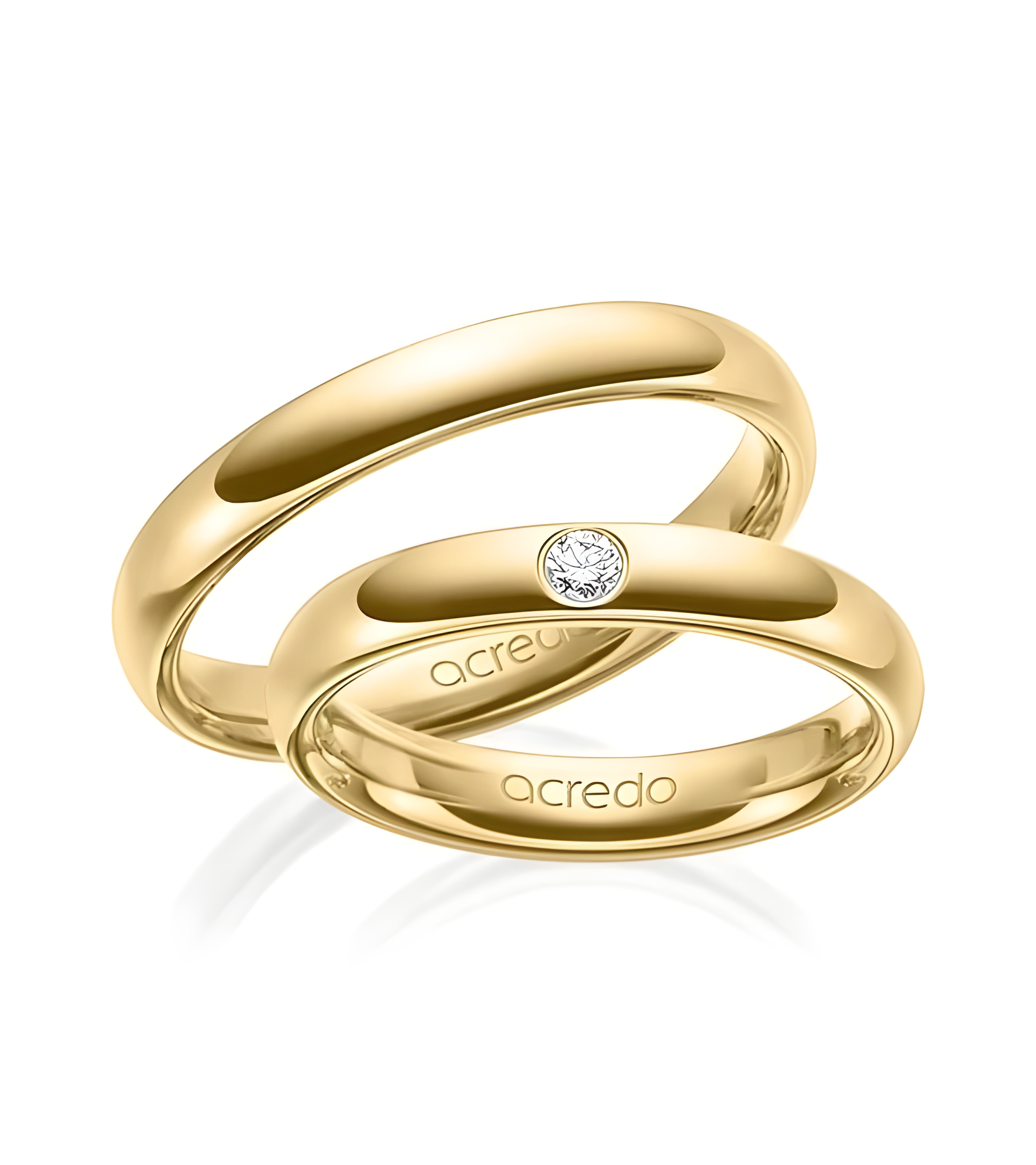 Alianzas de boda clásicas en oro amarillo con un diamante. 3,00 mm - Alianzas de boda - 

