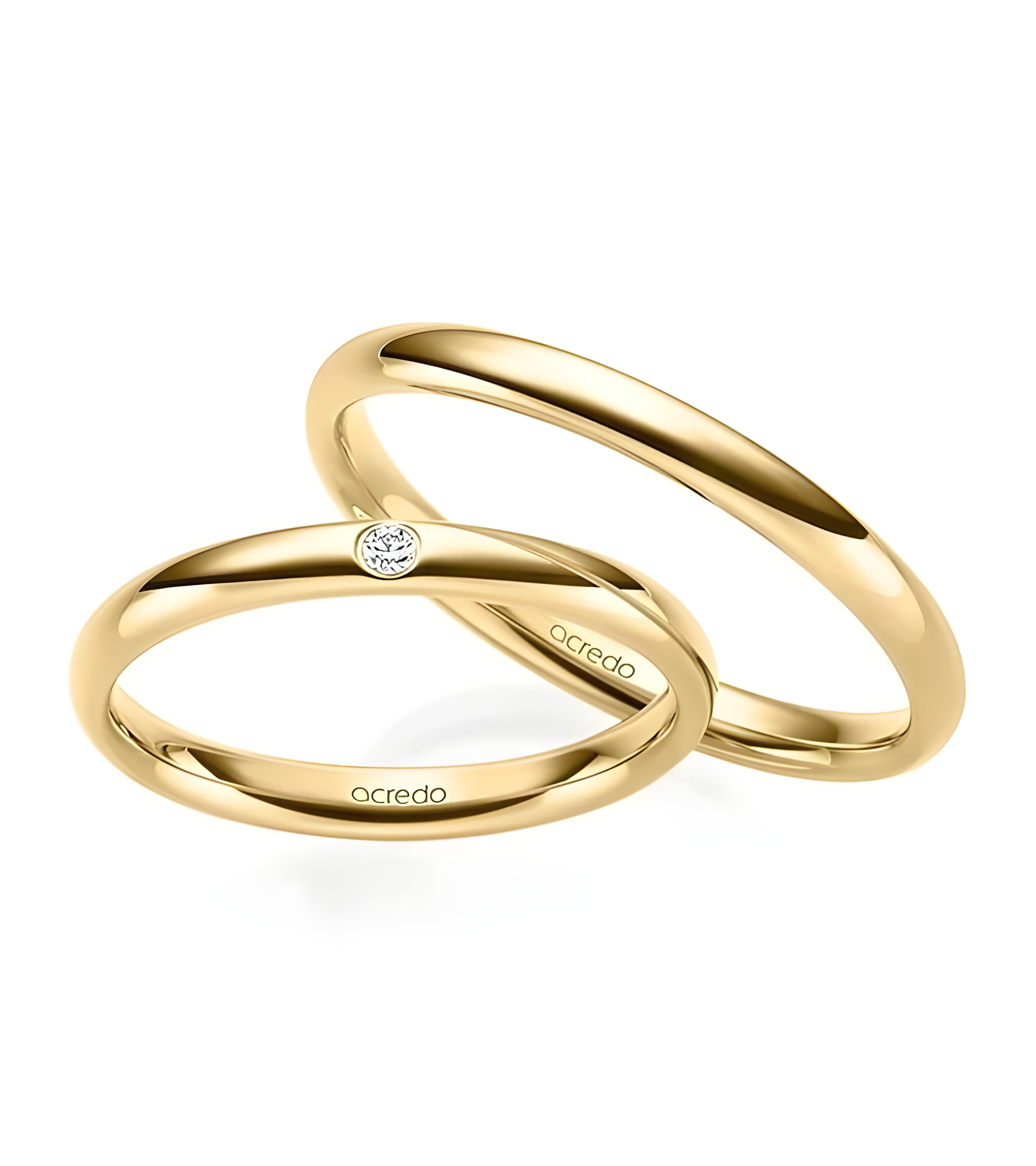 Clásicas y finas alianzas de boda tradicionales en oro amarillo con un diamante - Alianzas de boda - 
Clásicas alianzas de boda 