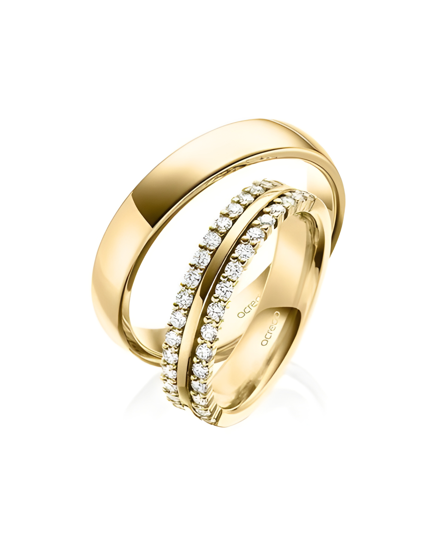 Exclusivas alianzas de boda con diamantes en oro amarillo - Alianzas de boda - 



