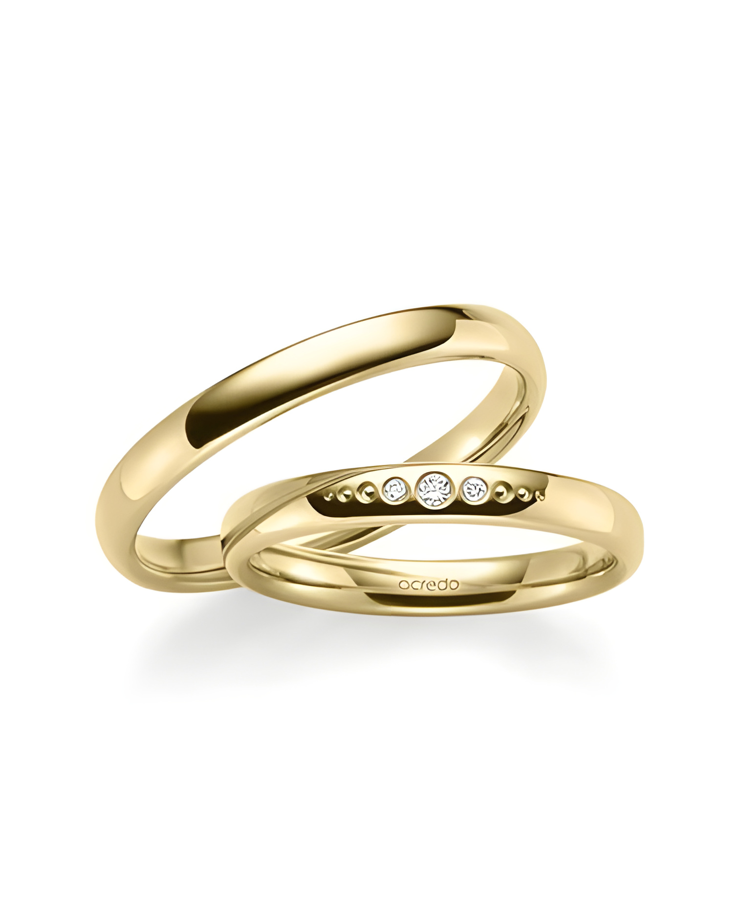 Alianzas de boda clásicas en oro amarillo con varios diamantes - Alianzas de boda - 



