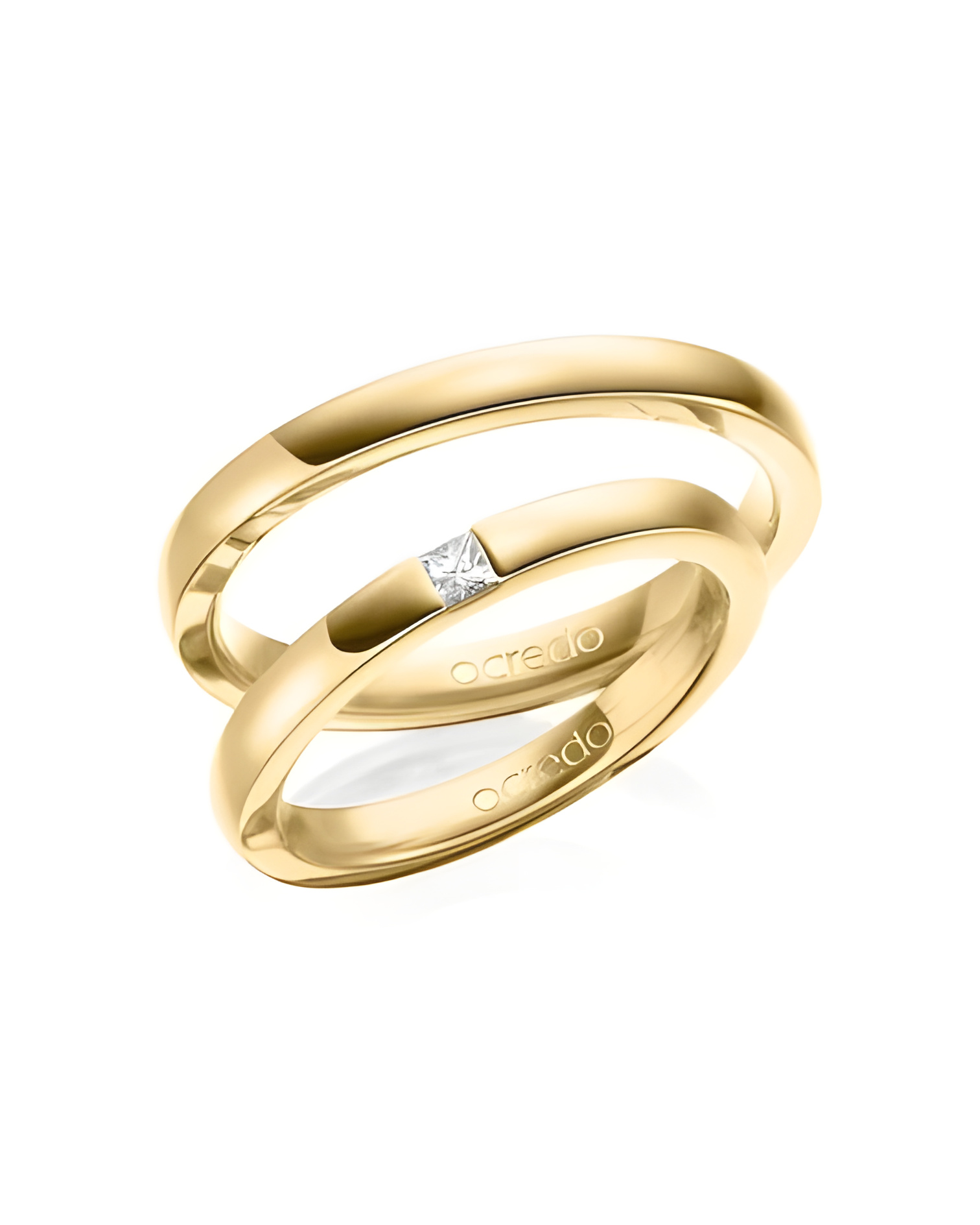 Alianzas de boda doradas con diamante princesa (cuadrado) - Alianzas de boda - 




