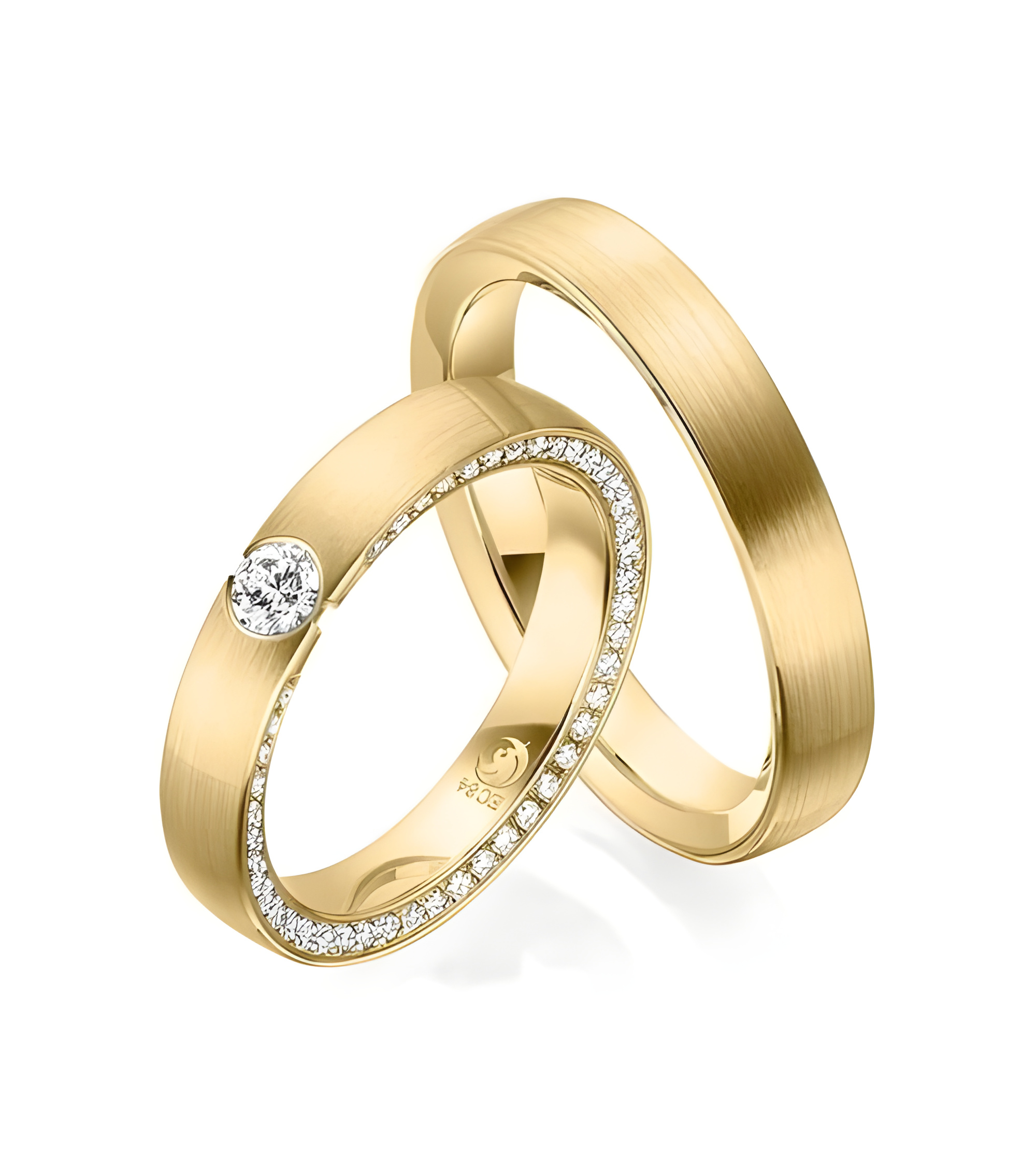 Exclusivas alianzas de boda de oro con diamantes en su perfil - Alianzas de boda - 


