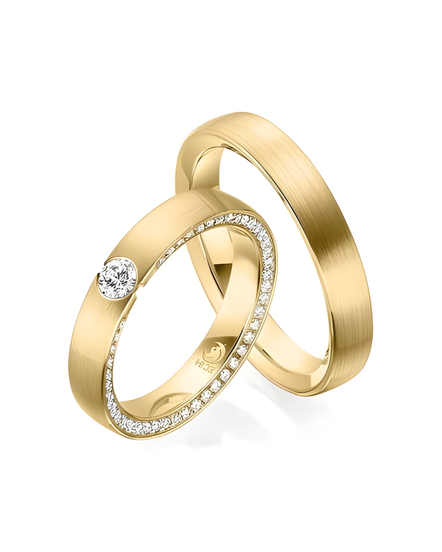 Exclusivas alianzas de boda de oro con diamantes en su perfil - Alianzas de boda - 


