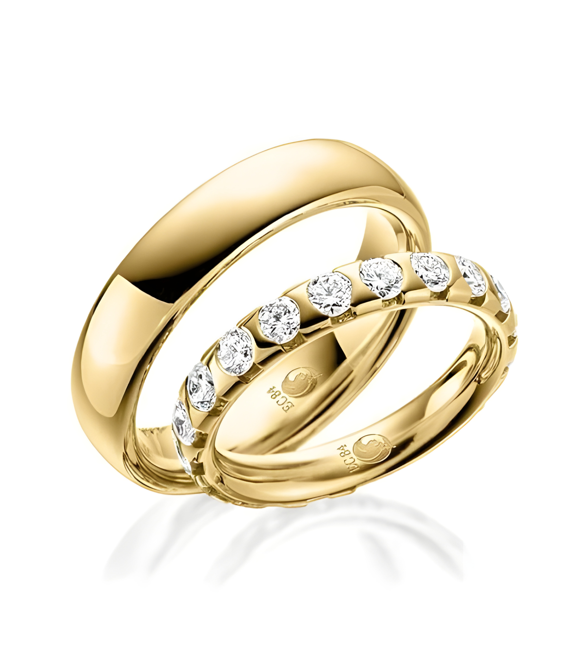 Alianzas de boda de oro de 14 o 18k con diamantes grandes - Alianzas de boda - 


