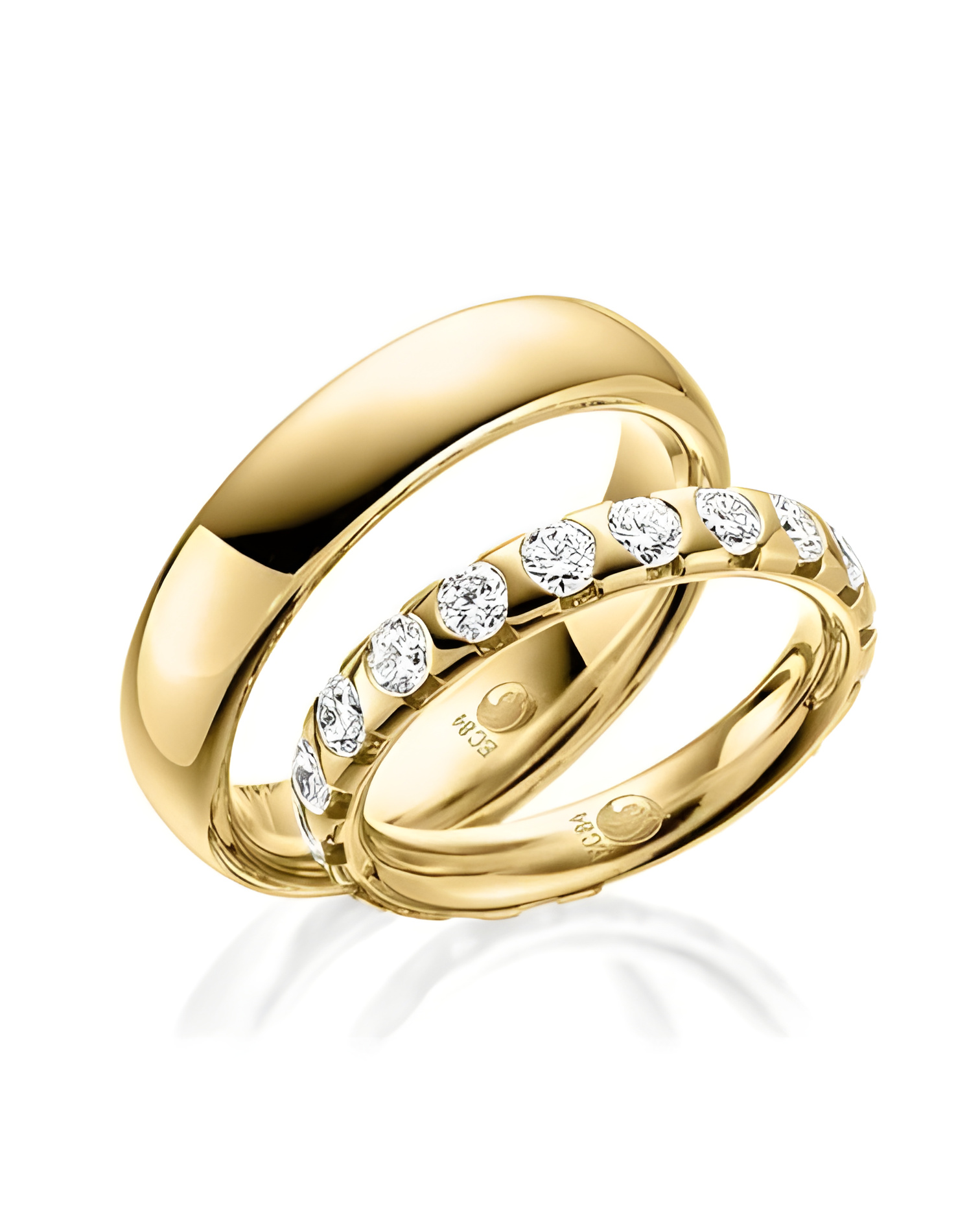 Alianzas de boda de oro de 14 o 18k con diamantes grandes - Alianzas de boda - 


