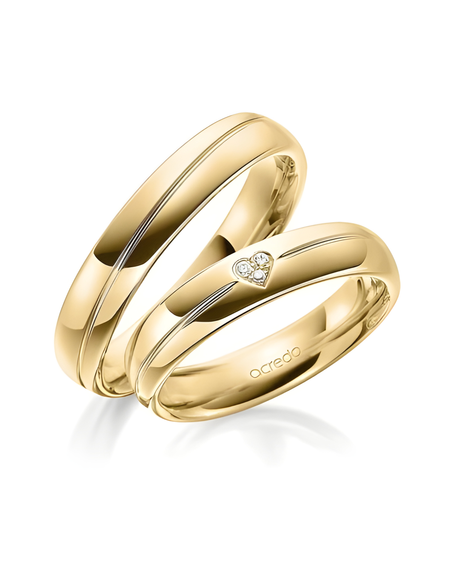 Anillos de boda originales de oro con diamantes formando un corazón - Alianzas de boda - 

