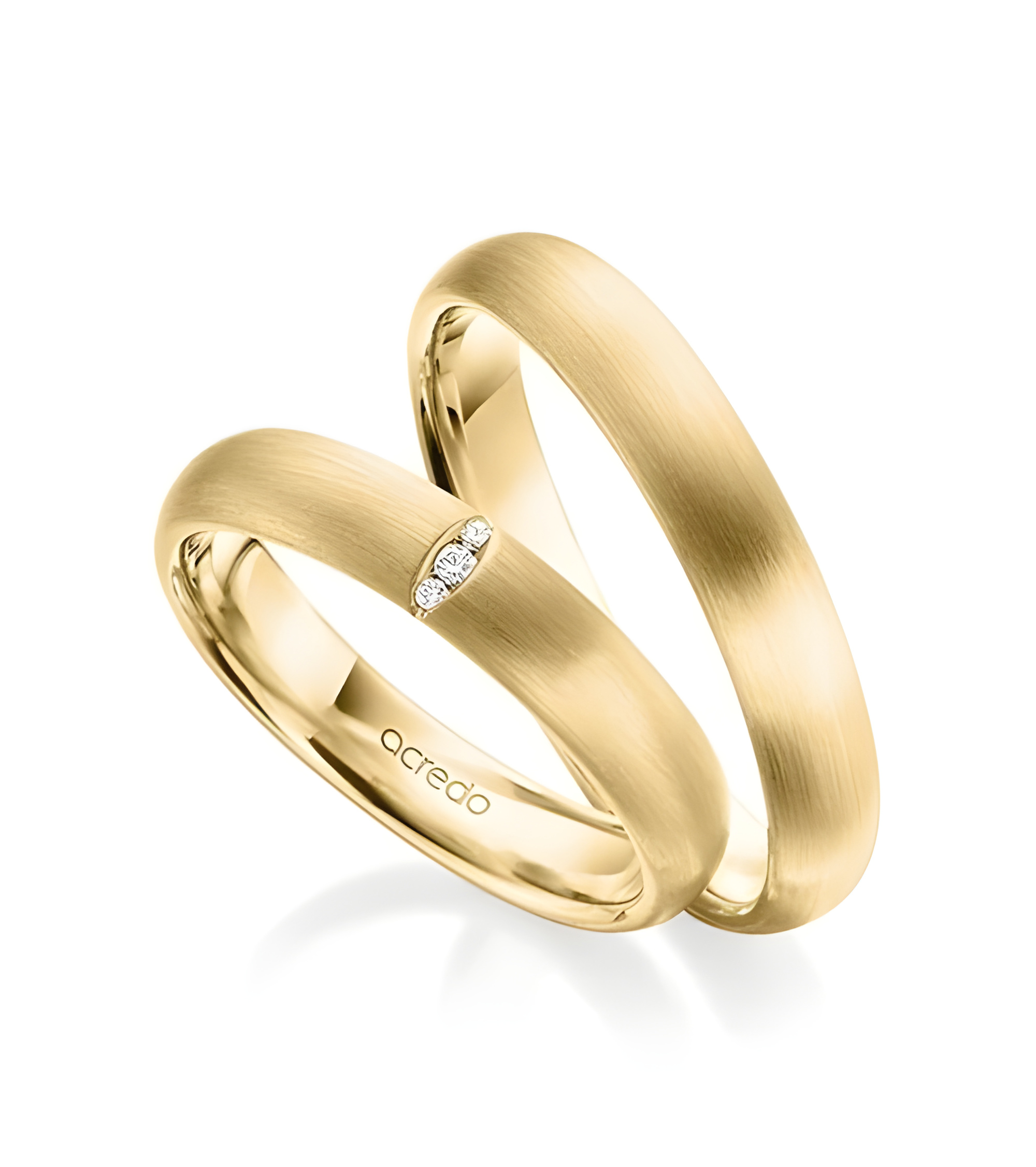 Alianzas de boda doradas con diamantes acabadas en mate - Alianzas de boda - 

