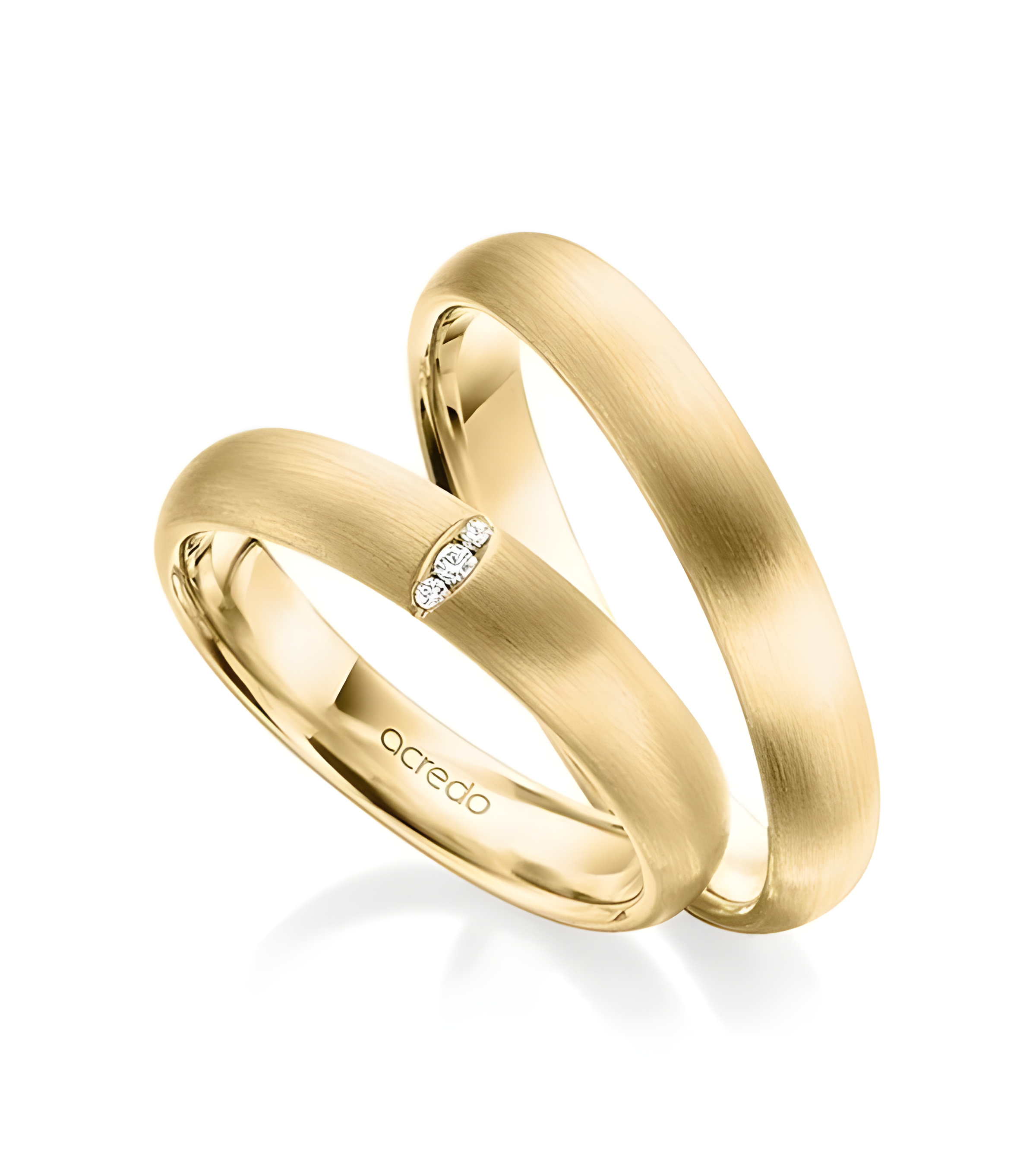 Alianzas de boda doradas con diamantes acabadas en mate - Alianzas de boda - 

