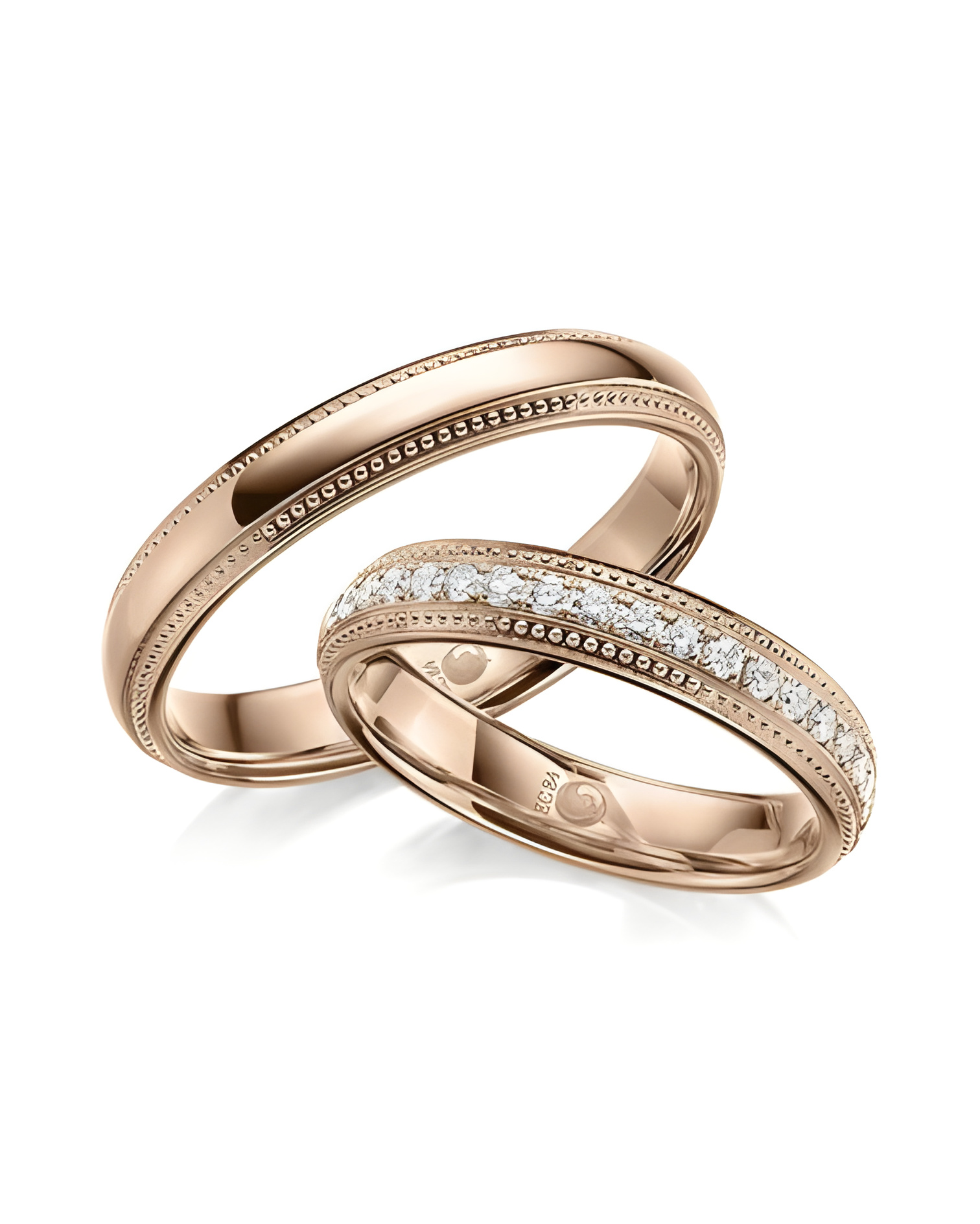 Originales anillos de boda de oro rosa con media corona de diamantes - Alianzas de boda - 



