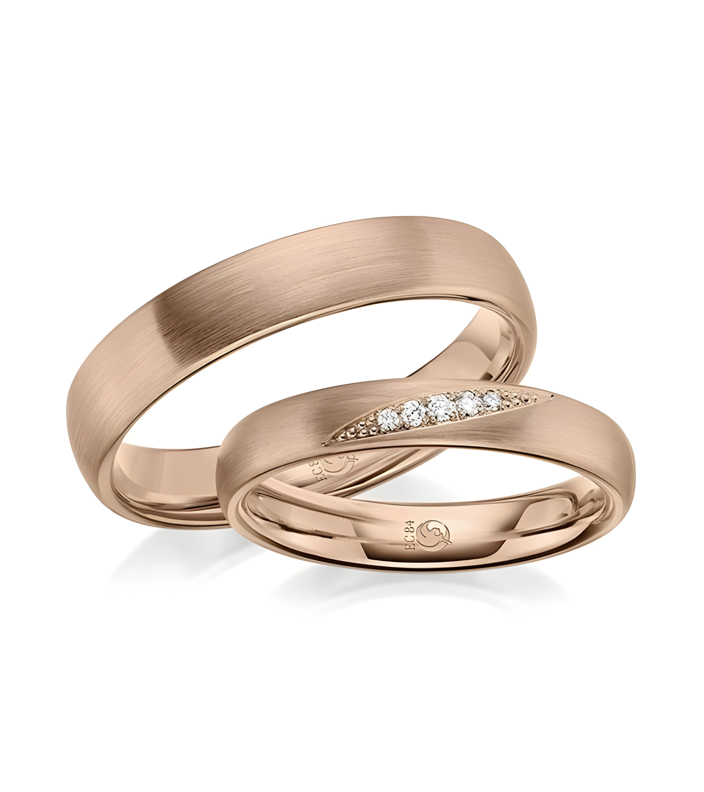 Alianzas de boda de oro rosa con acabado mate - Alianzas de boda - 


