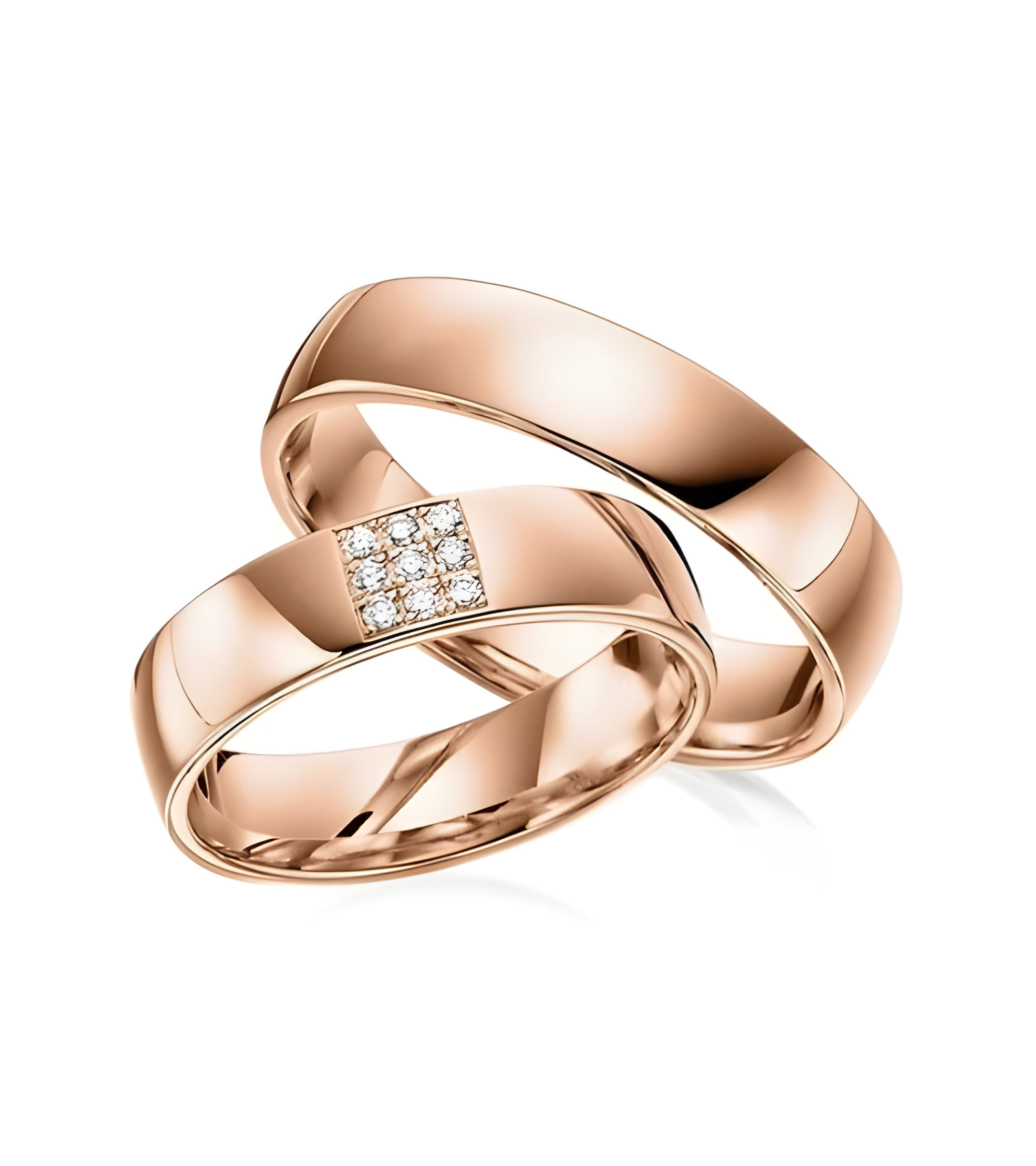 Anillos de matrimonio distintos de oro rosa con diamantes naturales - Alianzas de boda - 


