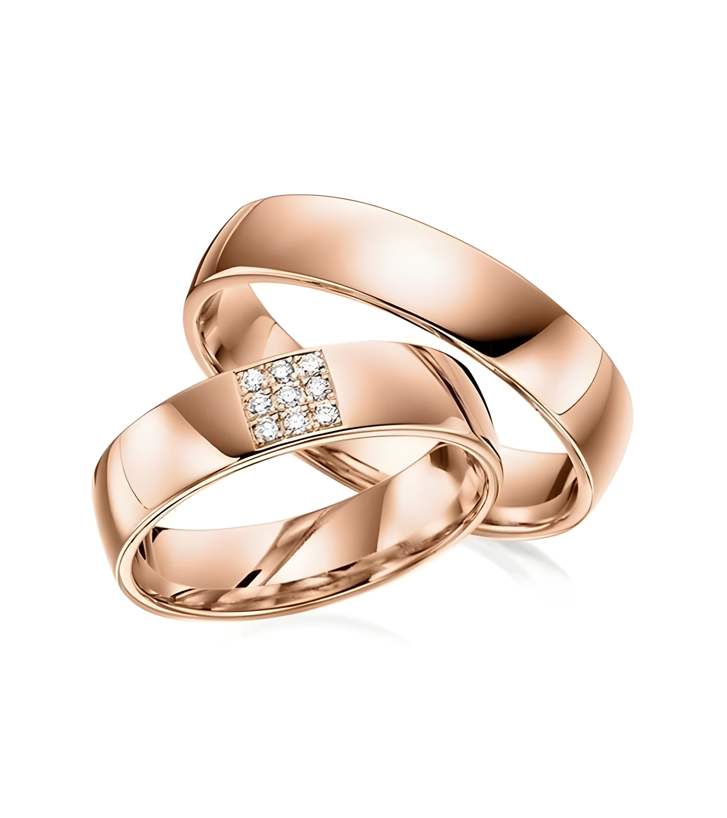 Anillos de matrimonio distintos de oro rosa con diamantes naturales - Alianzas de boda - 


