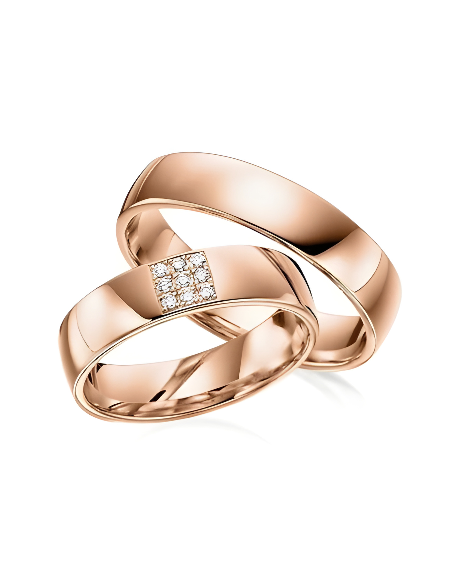 Anillos de matrimonio distintos de oro rosa con diamantes naturales - Alianzas de boda - 


