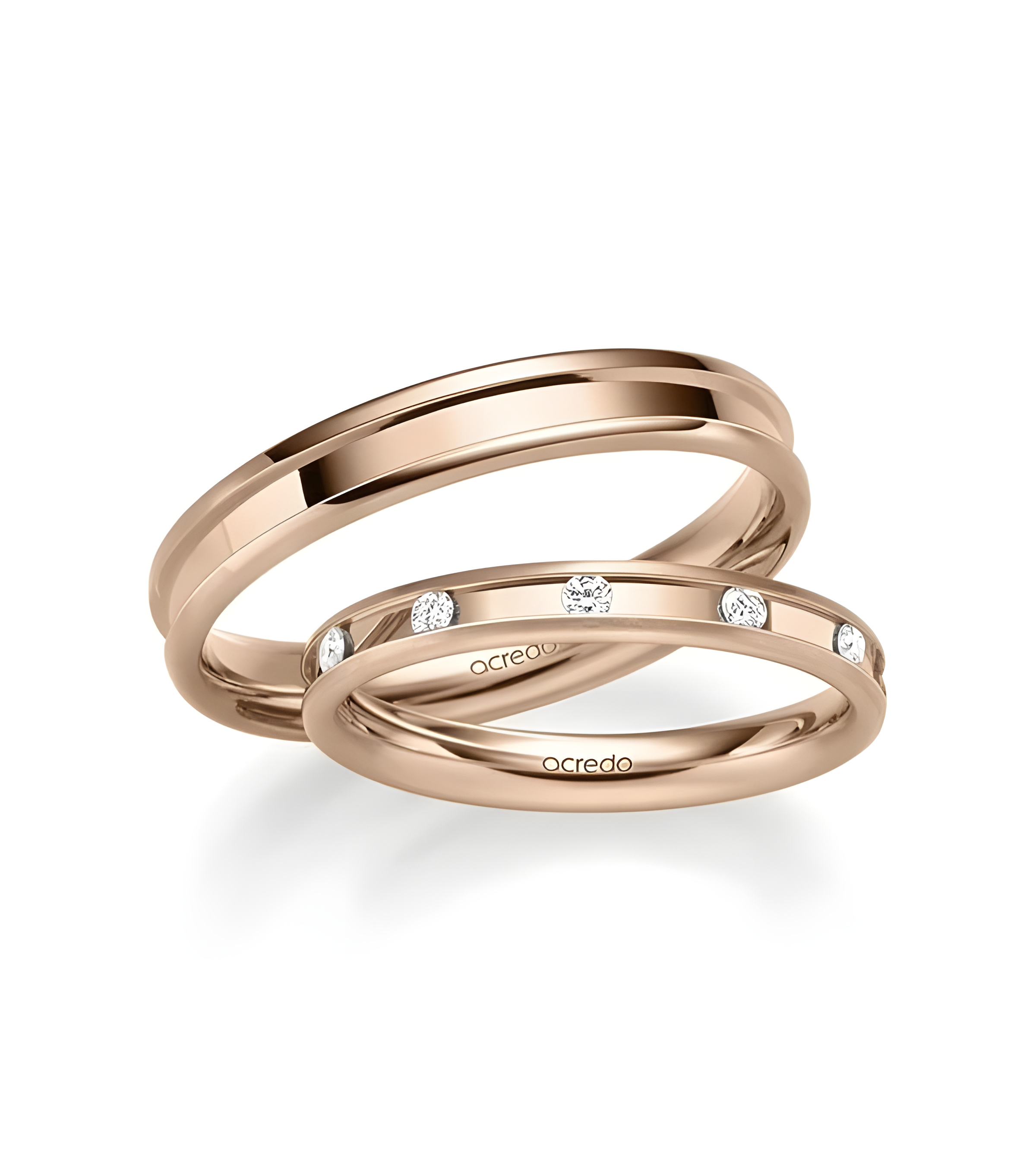 Preciosas alianzas de boda originales de oro rosa con 11 diamantes - Alianzas de boda - 


