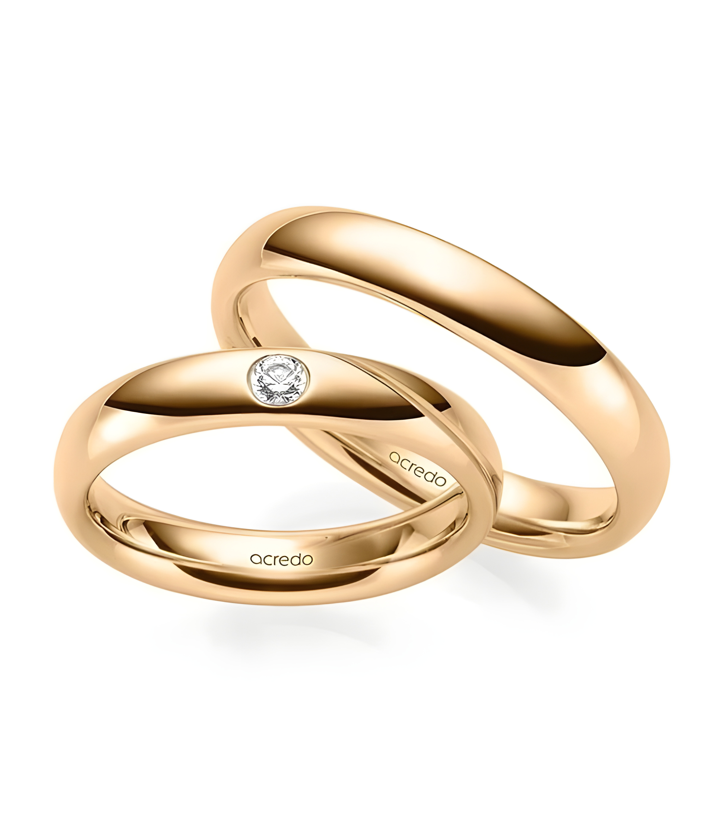 Anillos de boda personalizables de oro rosa con un diamante - Alianzas de boda - 


