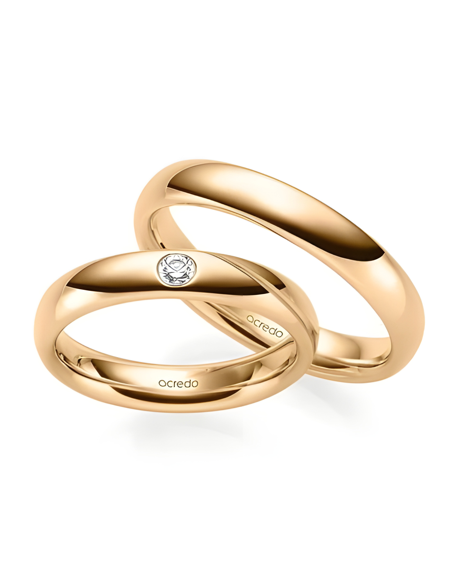 Anillos de boda personalizables de oro rosa con un diamante - Alianzas de boda - 


