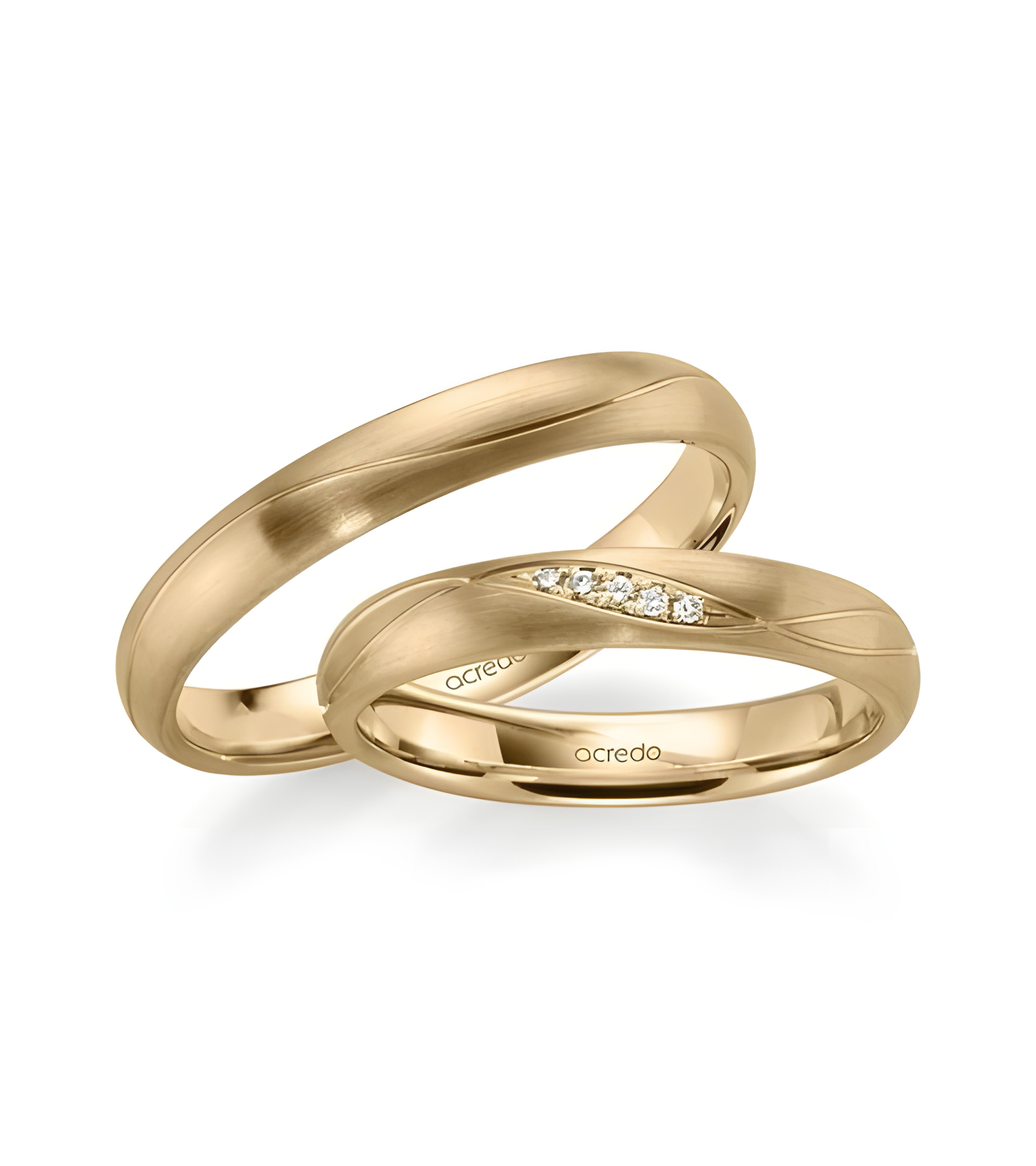 Alianzas de boda mate confeccionadas en oro rosa con diamantes - Alianzas de boda - 


