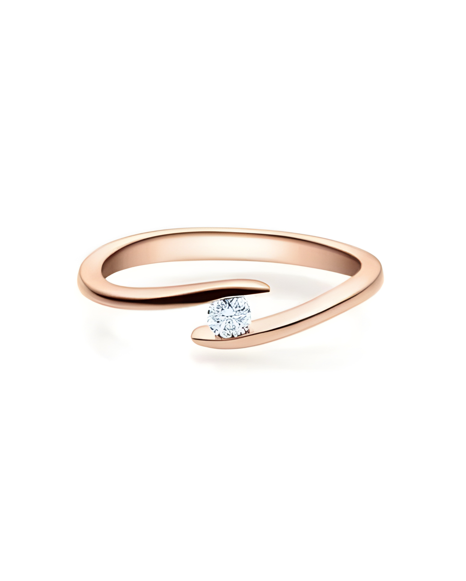 Deneb 0,08 | Oro rosa - ANILLOS DE COMPROMISO EN ORO ROSA - Original anillo de compromiso para ella de oro rosa con un diamante