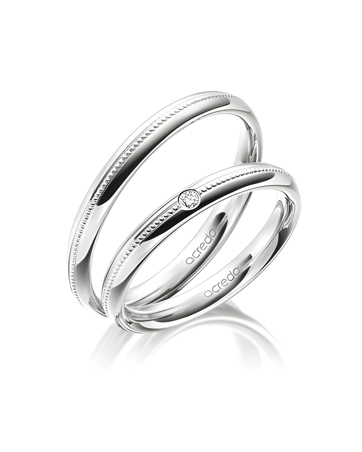 Diseño especial de anillos de boda de oro blanco con un diamante - Alianzas de boda - 

