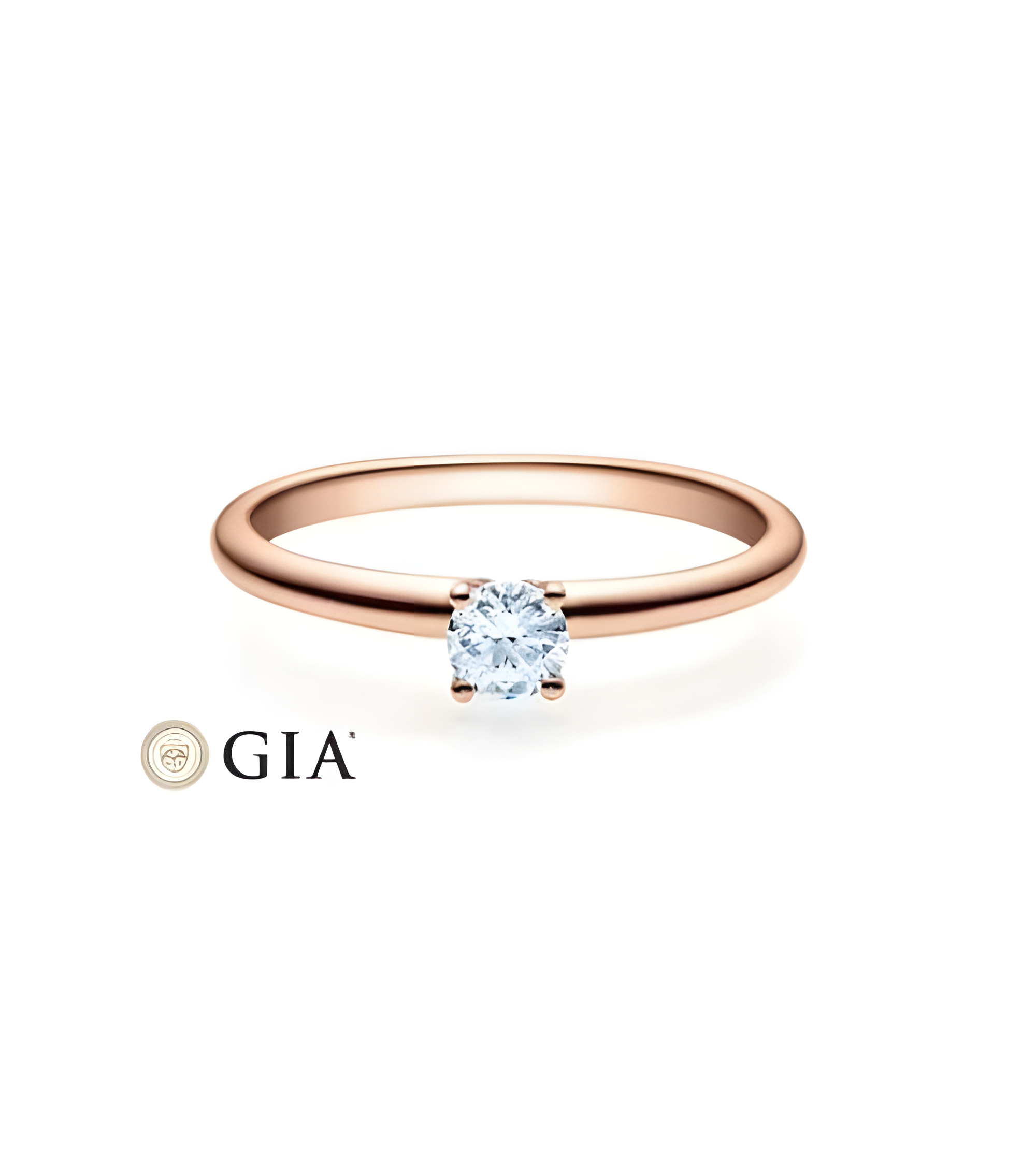 Persei 0,30 | Oro rosa - ANILLOS DE COMPROMISO EN ORO ROSA - Clásico anillo de compromiso rosa con un diamante con certificado G