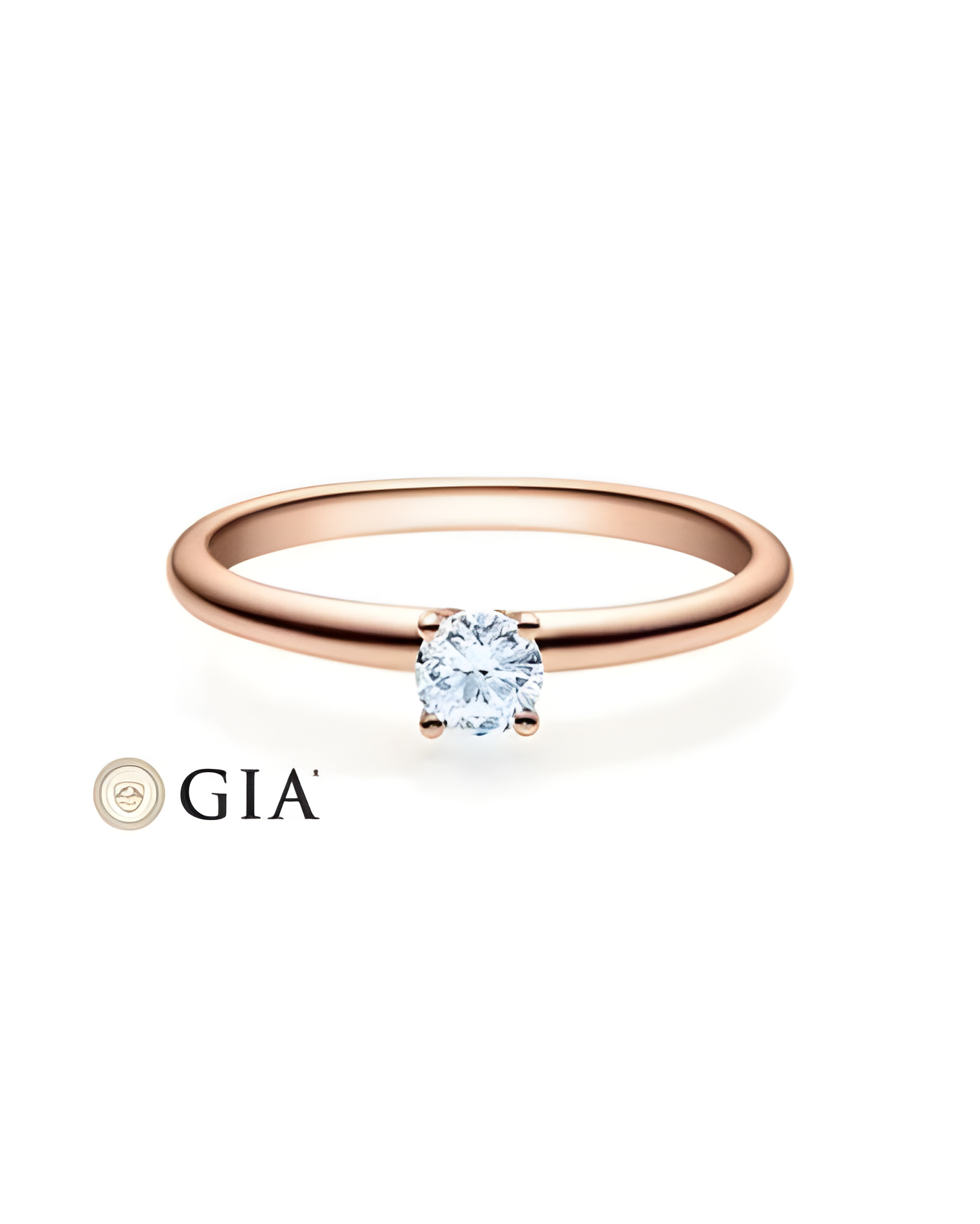 Persei 0,30 | Oro rosa - ANILLOS DE COMPROMISO EN ORO ROSA - Clásico anillo de compromiso rosa con un diamante con certificado G