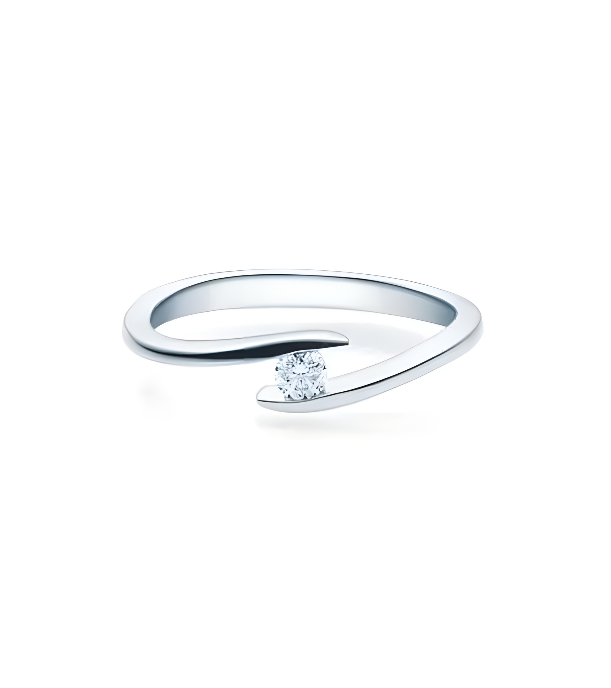 Deneb 0,10 | Oro blanco o Platino - Anillos de compromiso - Anillo de compromiso redondo en oro blanco o platino