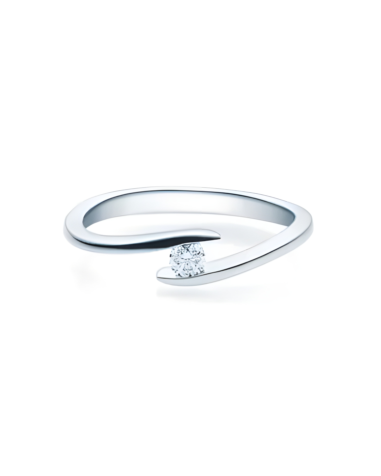 Deneb 0,10 | Oro blanco o Platino - Anillos de compromiso - Anillo de compromiso redondo en oro blanco o platino