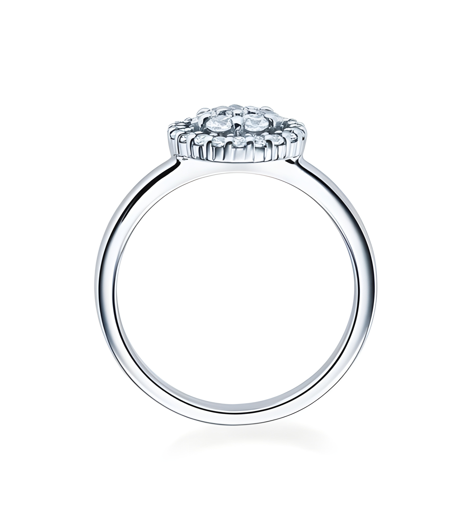 Orionis 0,15 | Oro blanco o Platino - Anillos de compromiso - Anillos de pedida con varios diamantes y una esfera de diamantes a