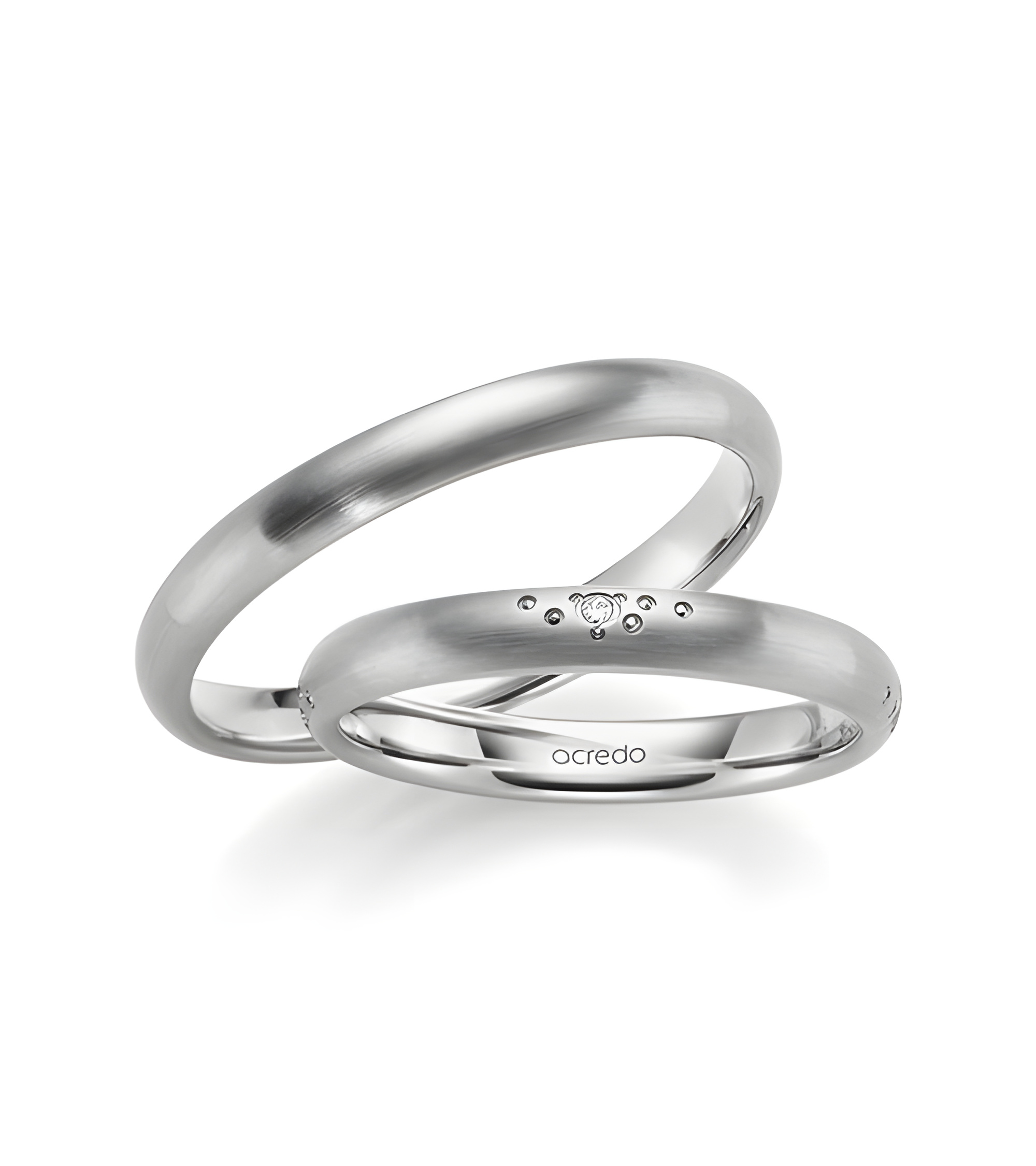 Alianzas de boda mate en oro blanco diseño especial con diamantes - Alianzas de boda - 

