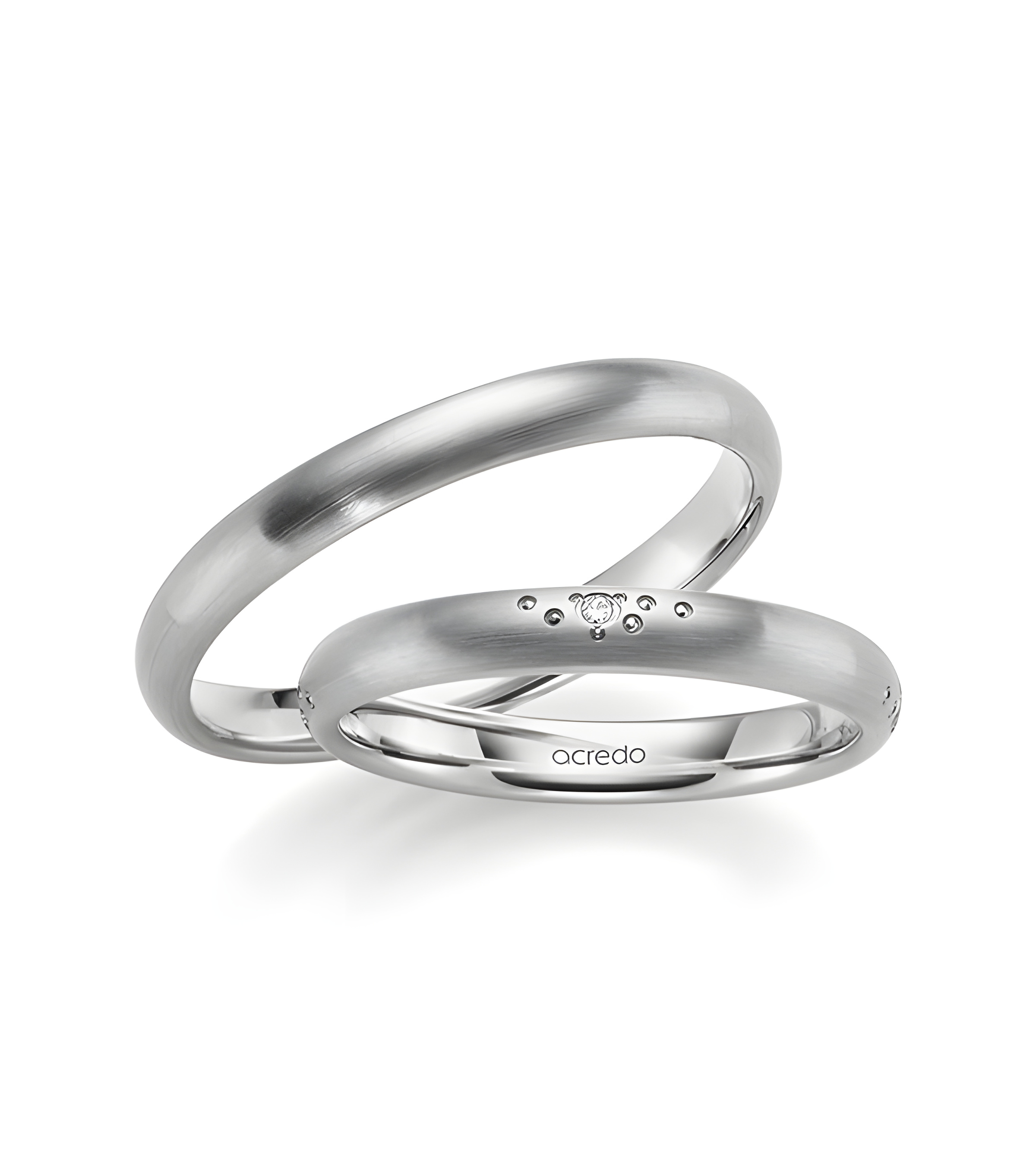 Alianzas de boda mate en oro blanco diseño especial con diamantes - Alianzas de boda - 

