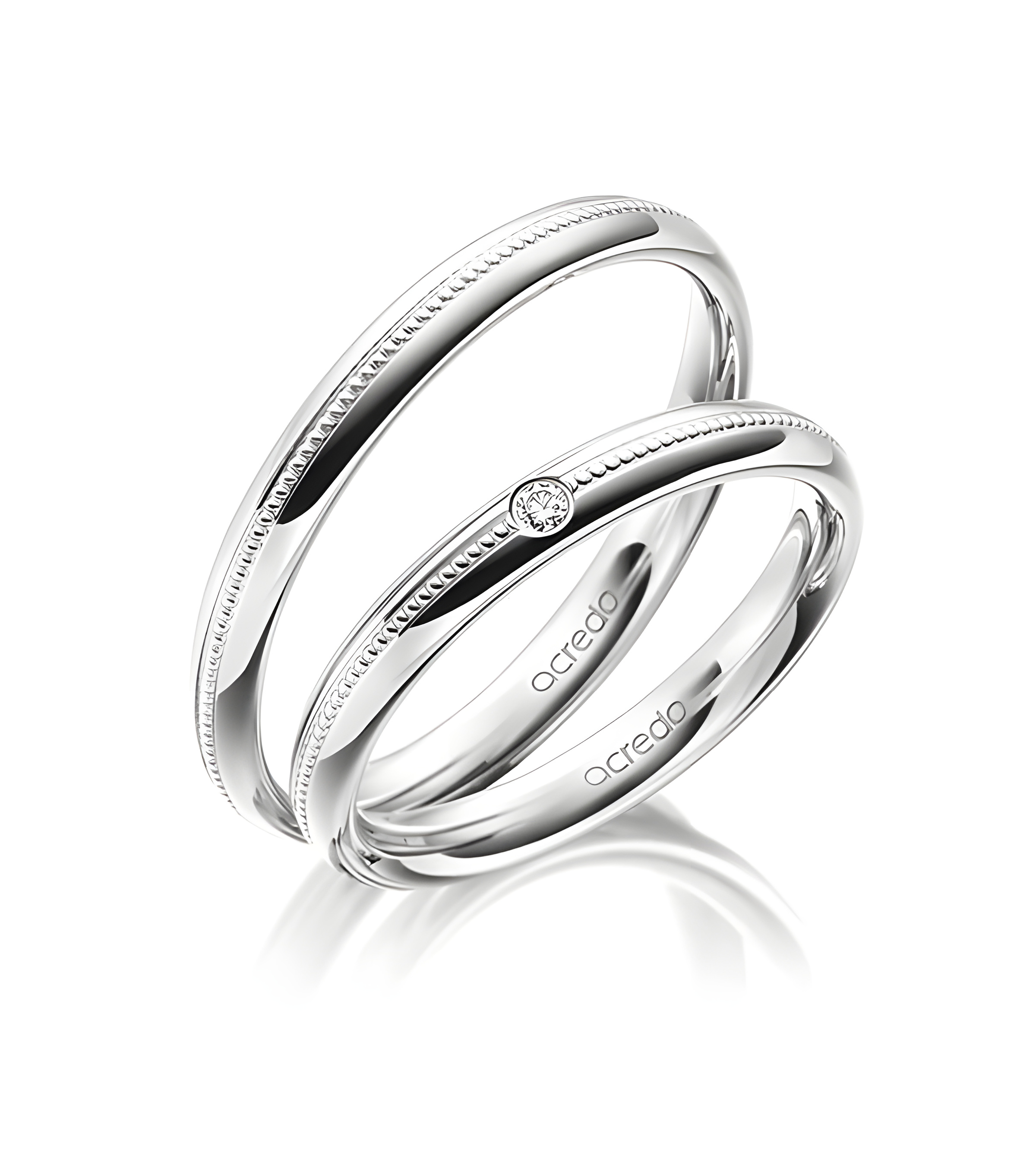 Alianzas de boda redondeadas únicas en Platino - Alianzas de boda - 

