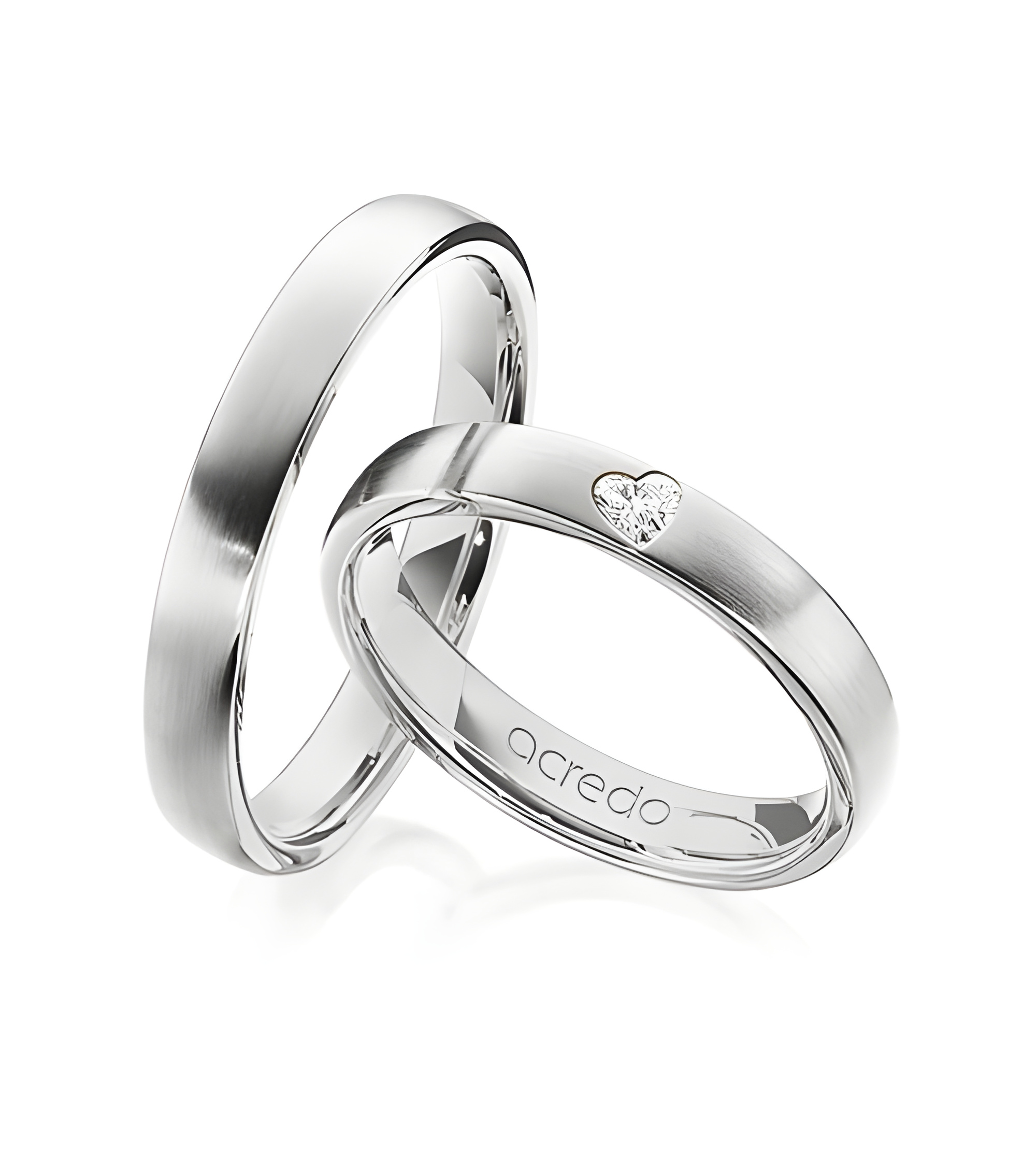 Originales anillos de boda en Platino con diamante talla corazón - Alianzas de boda - 

