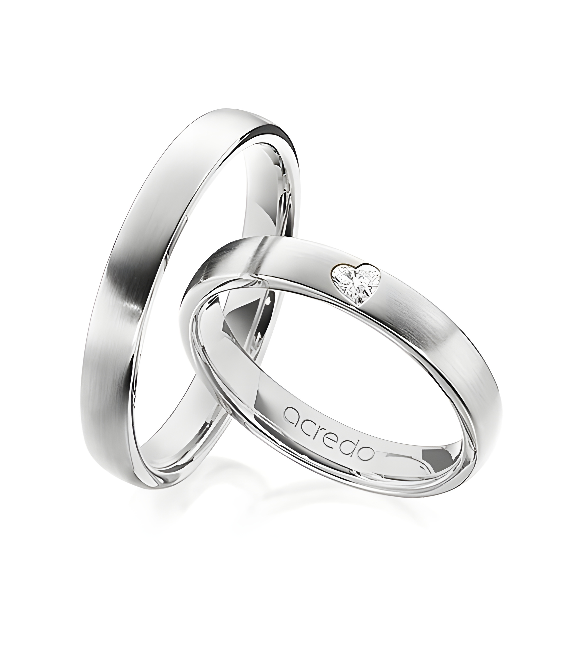Originales anillos de boda en Platino con diamante talla corazón - Alianzas de boda - 

