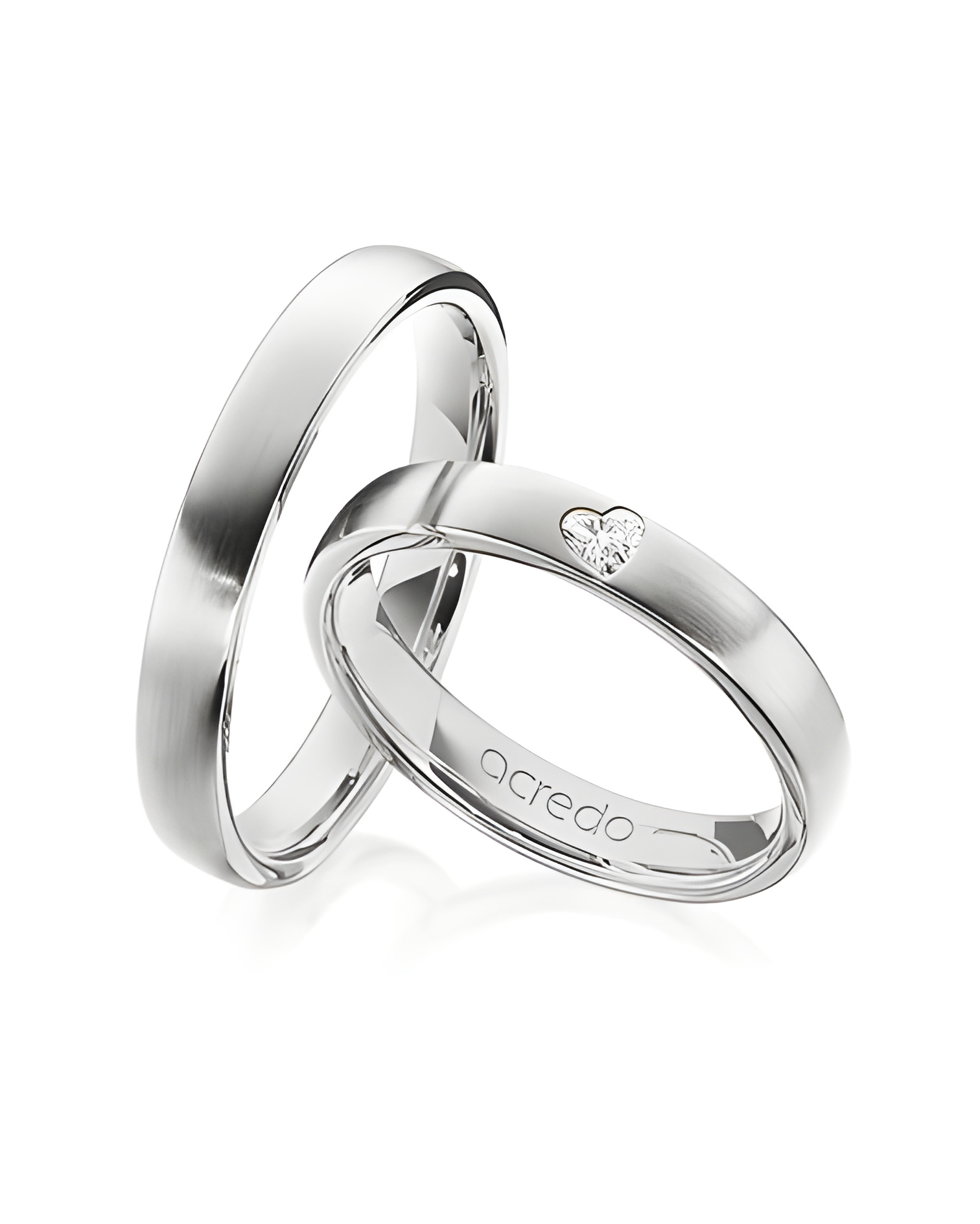 Originales anillos de boda en Platino con diamante talla corazón - Alianzas de boda - 

