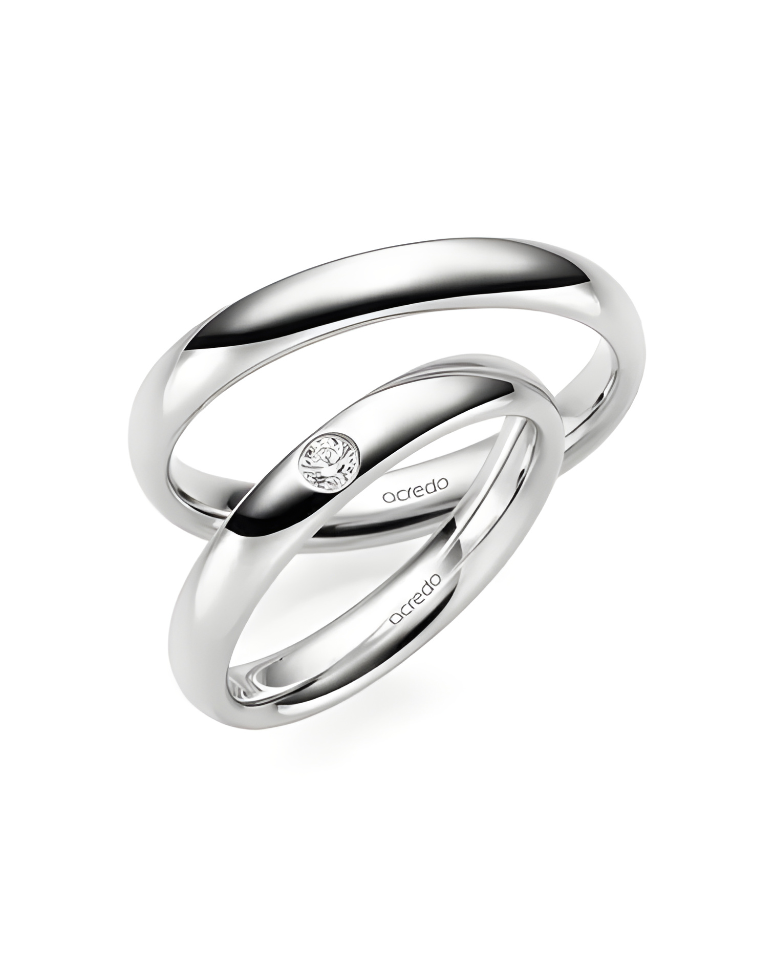 Anillos de boda redondeados de Platino con un diamante talla brillante - Alianzas de boda - 

