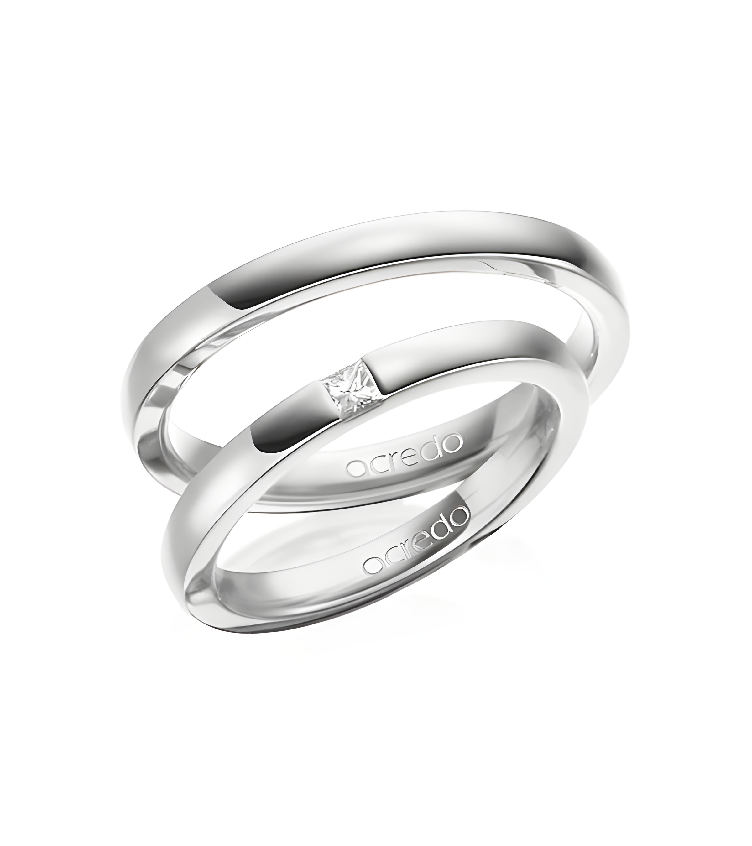 Anillos de Platino 600 o Platino 950 con diamante talla princesa - Alianzas de boda - 

