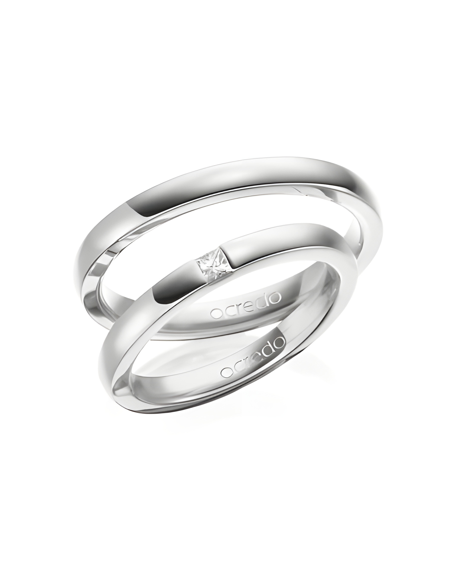 Anillos de Platino 600 o Platino 950 con diamante talla princesa - Alianzas de boda - 

