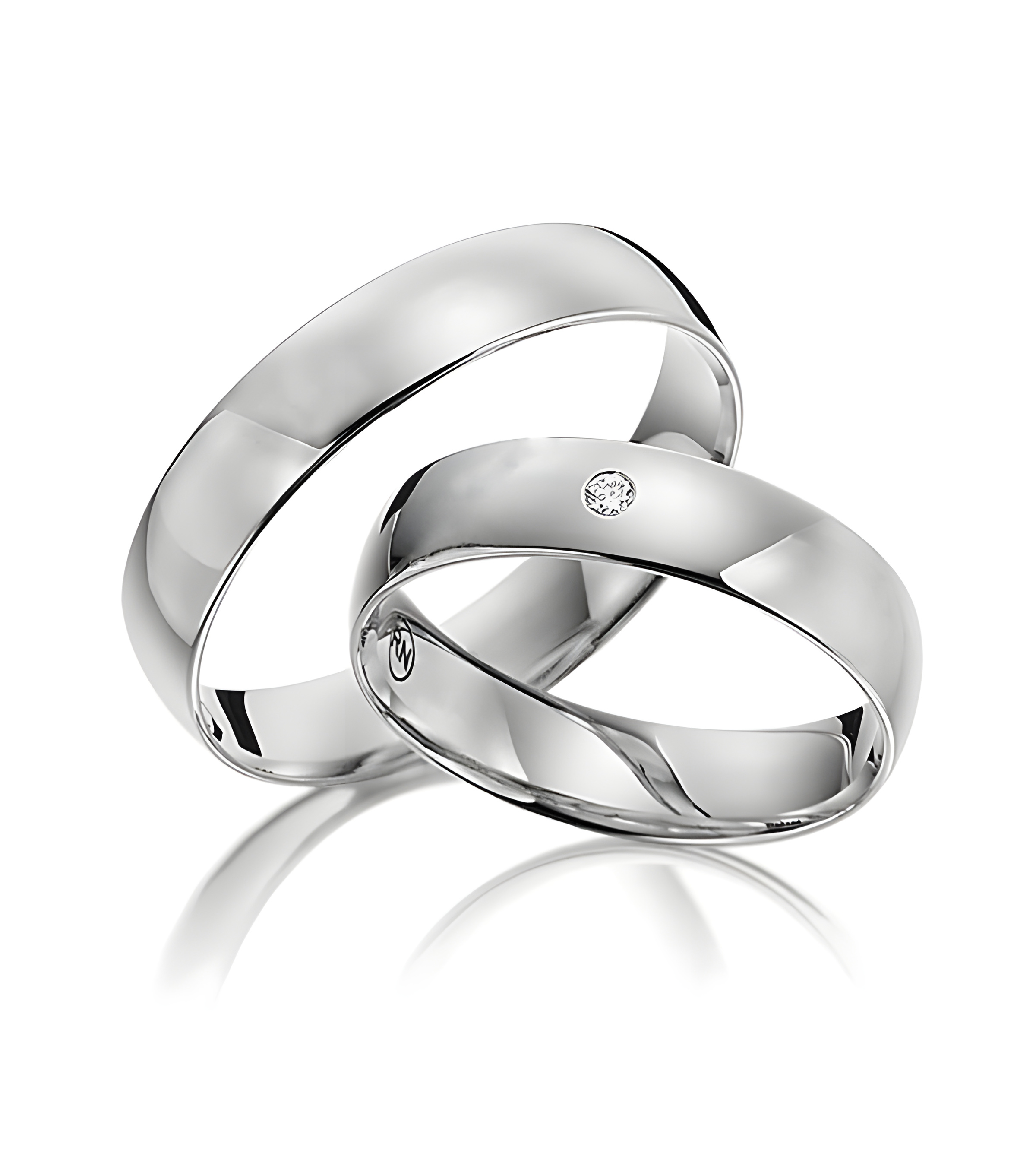 Anillos de boda anchos en Platino con un diamante pequeño - Alianzas de boda - 

