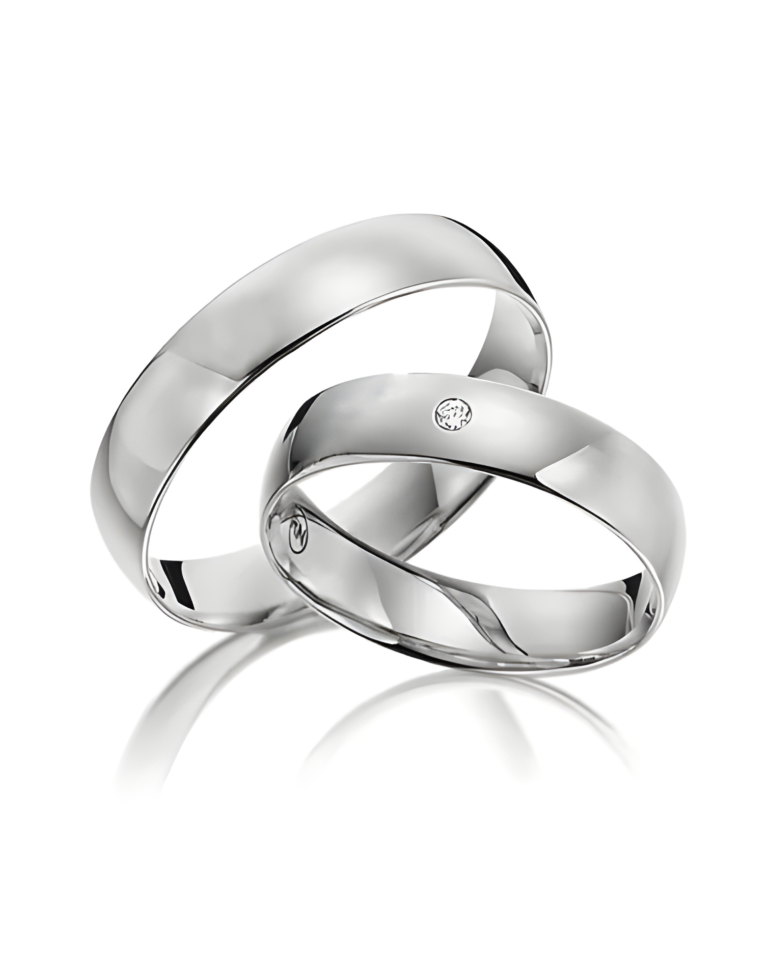 Anillos de boda anchos en Platino con un diamante pequeño - Alianzas de boda - 

