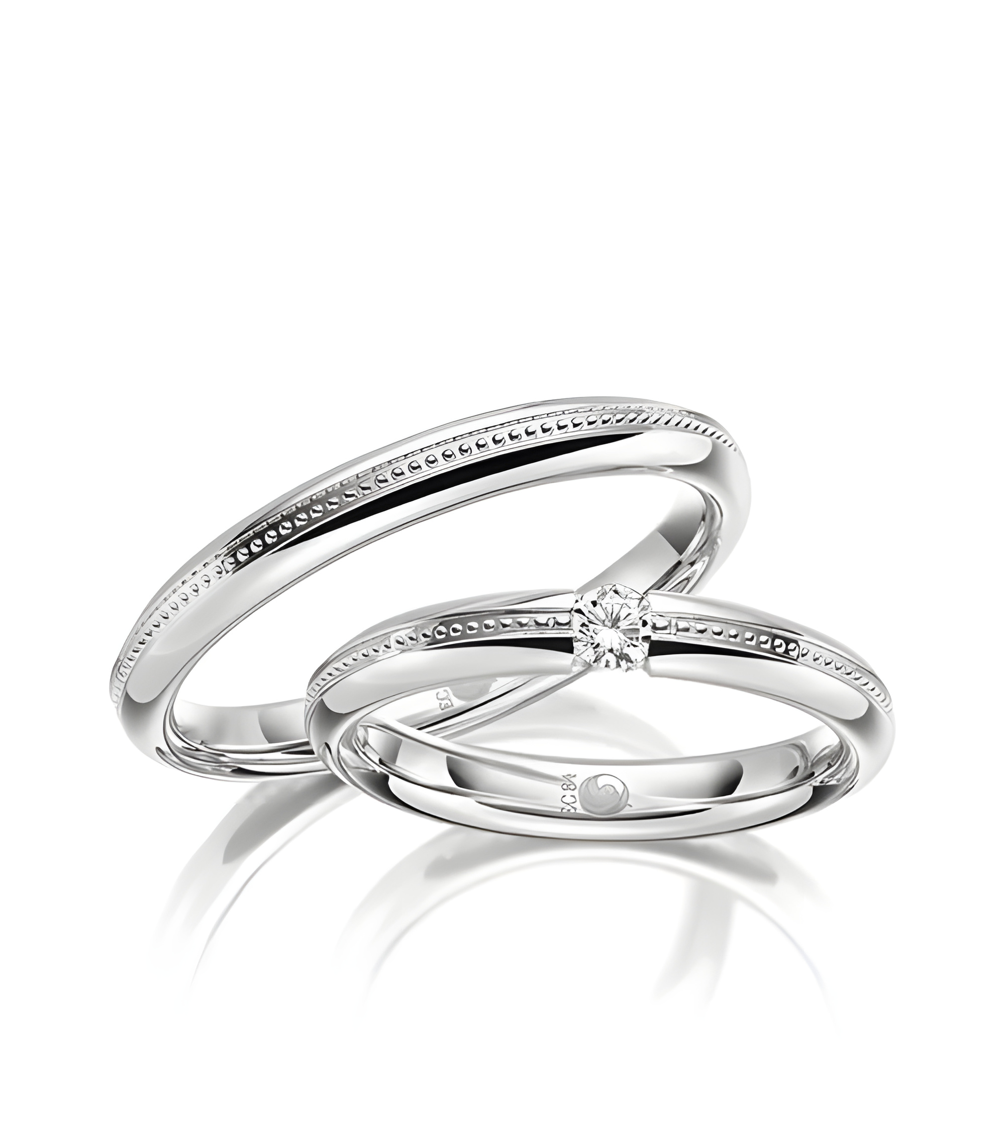 Alianzas de matrimonio únicas en Platino con un diamante central - Alianzas de boda - 

