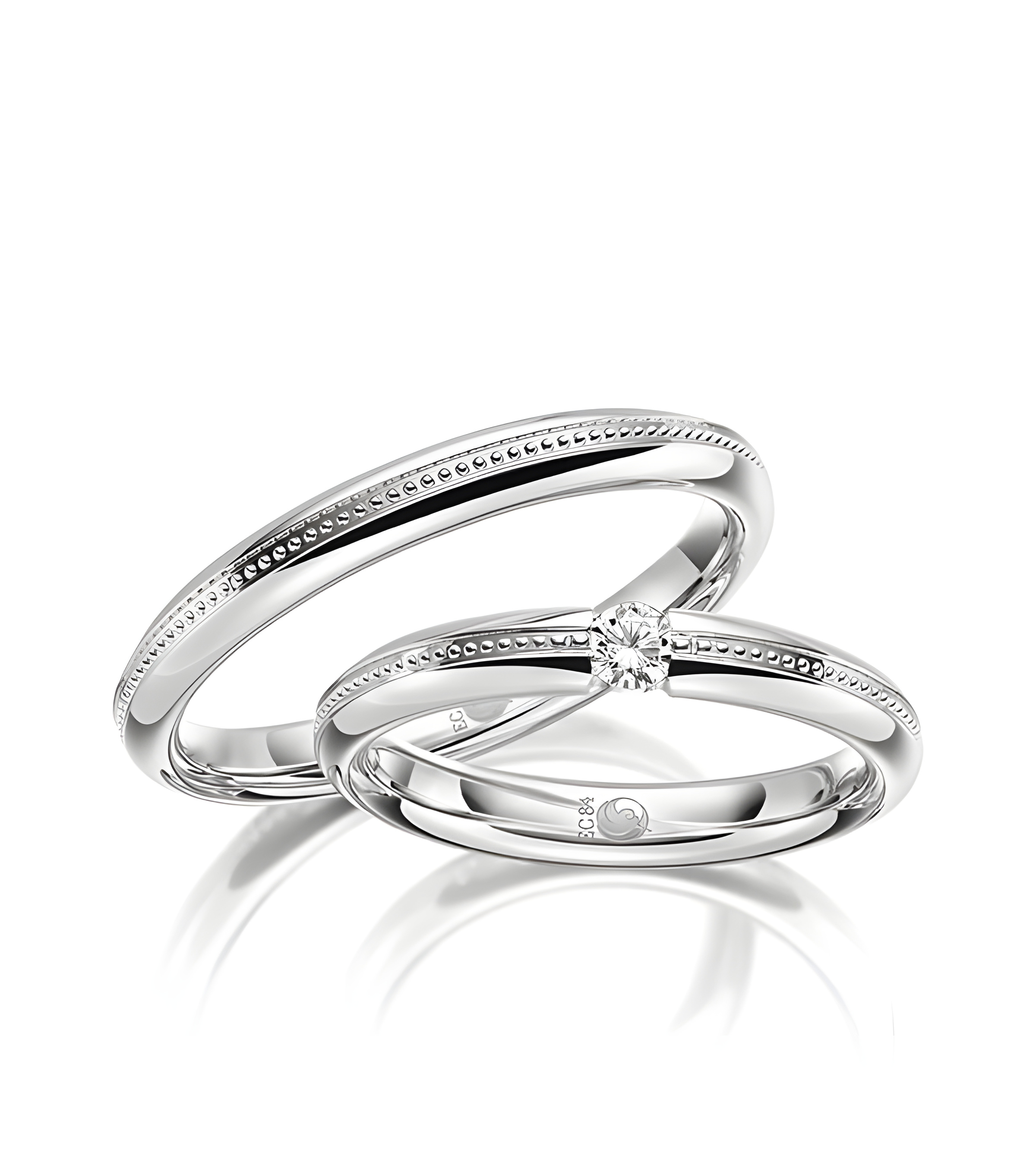 Alianzas de matrimonio únicas en Platino con un diamante central - Alianzas de boda - 

