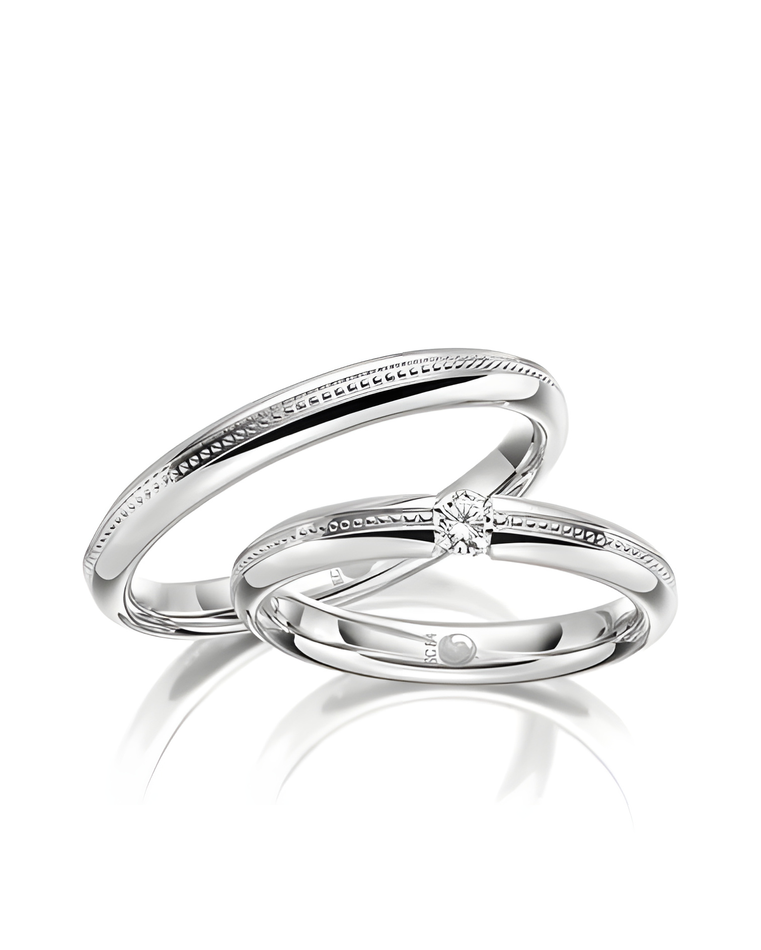 Alianzas de matrimonio únicas en Platino con un diamante central - Alianzas de boda - 

