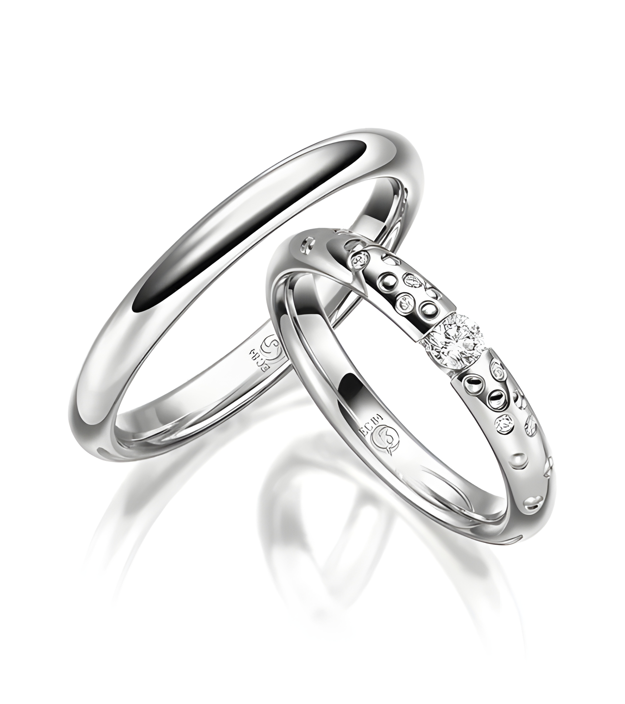 Alianzas de boda diseño especial en Platino con diamantes - Alianzas de boda - 

