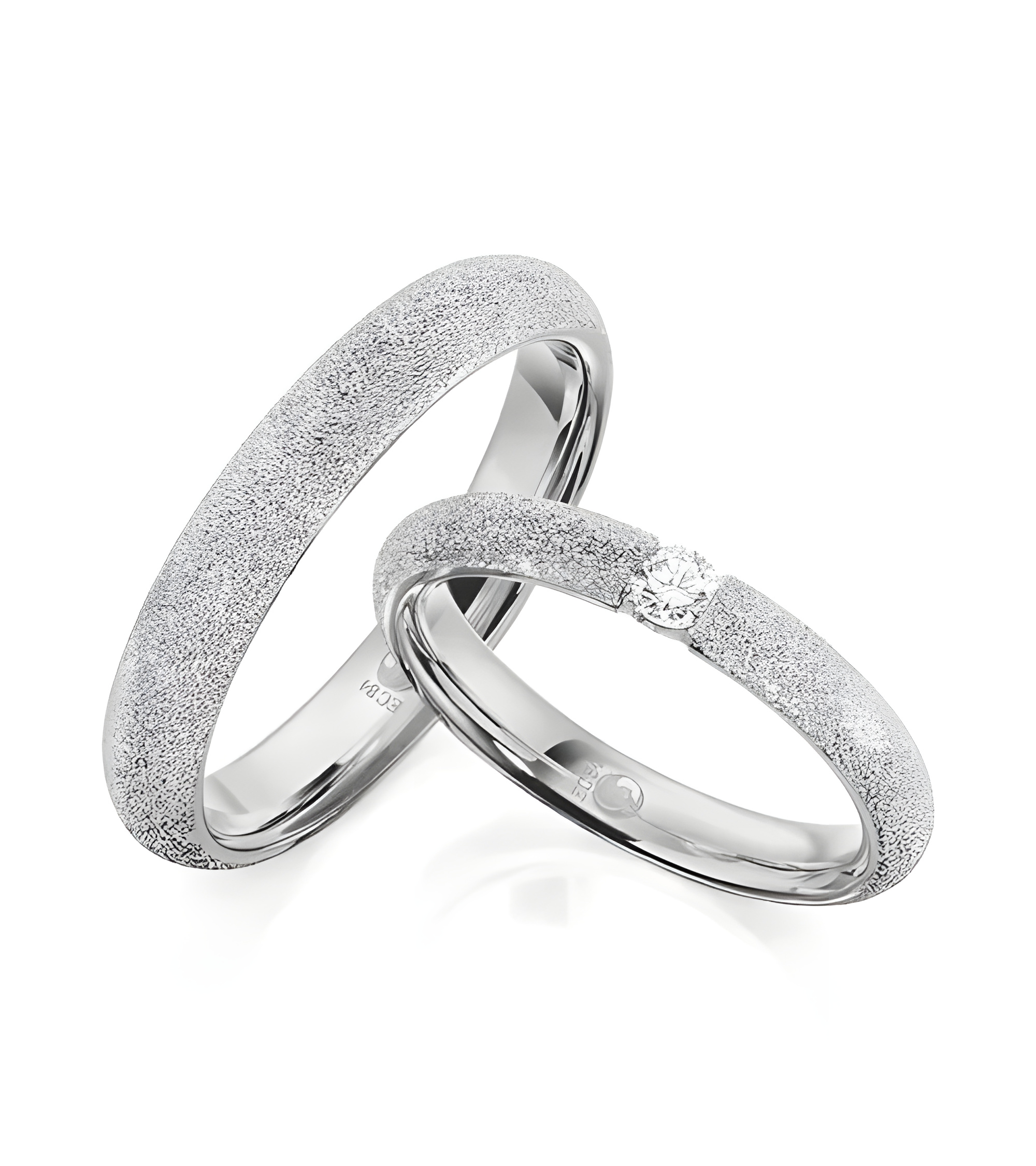 Alianzas de boda de Platino glamour con un diamante de la mejor calidad - Alianzas de boda - 

