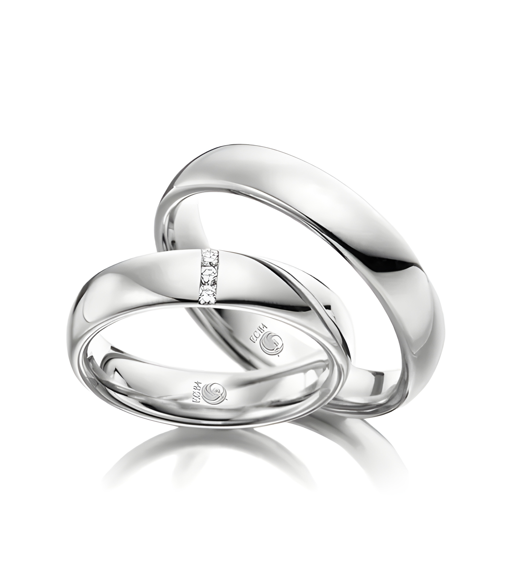 Preciosos anillos de matrimonio de Platino con 3 diamantes - Alianzas de boda - 

