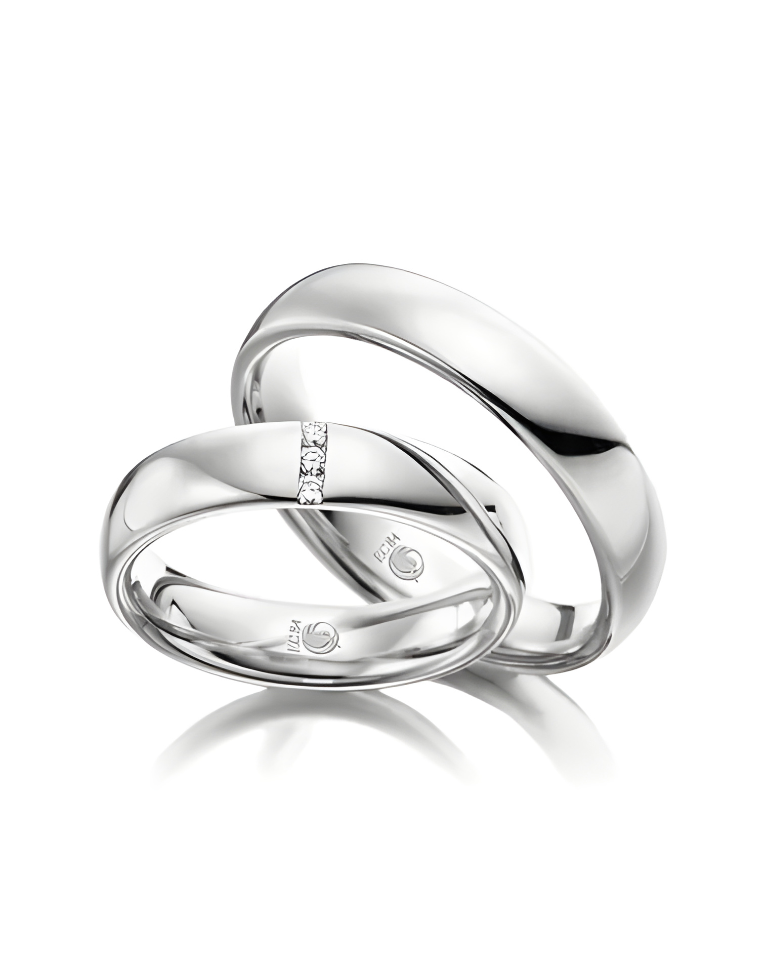 Preciosos anillos de matrimonio de Platino con 3 diamantes - Alianzas de boda - 

