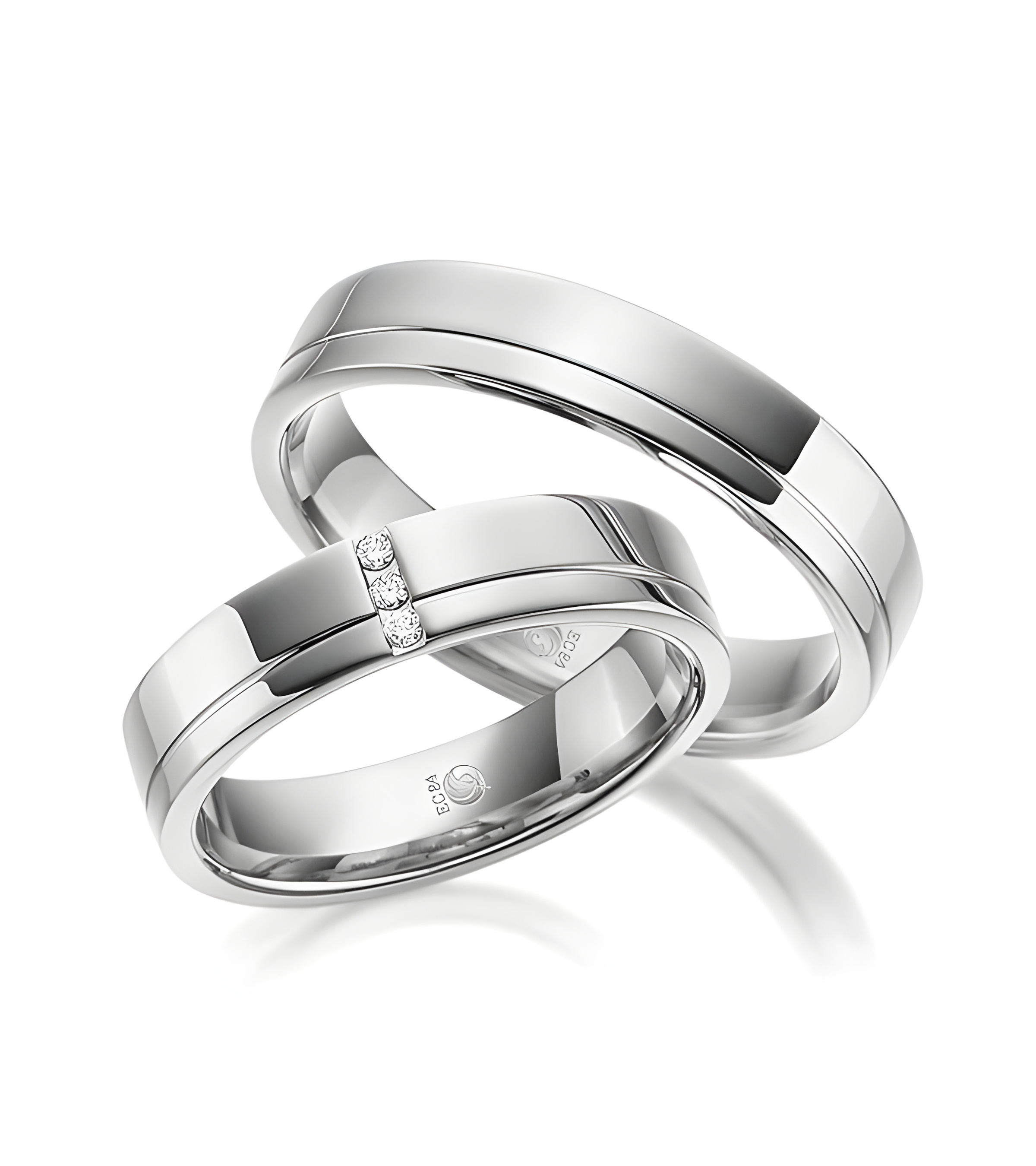 Anillos de boda de Platino Bilbao con 3 diamantes - Alianzas de boda - 

