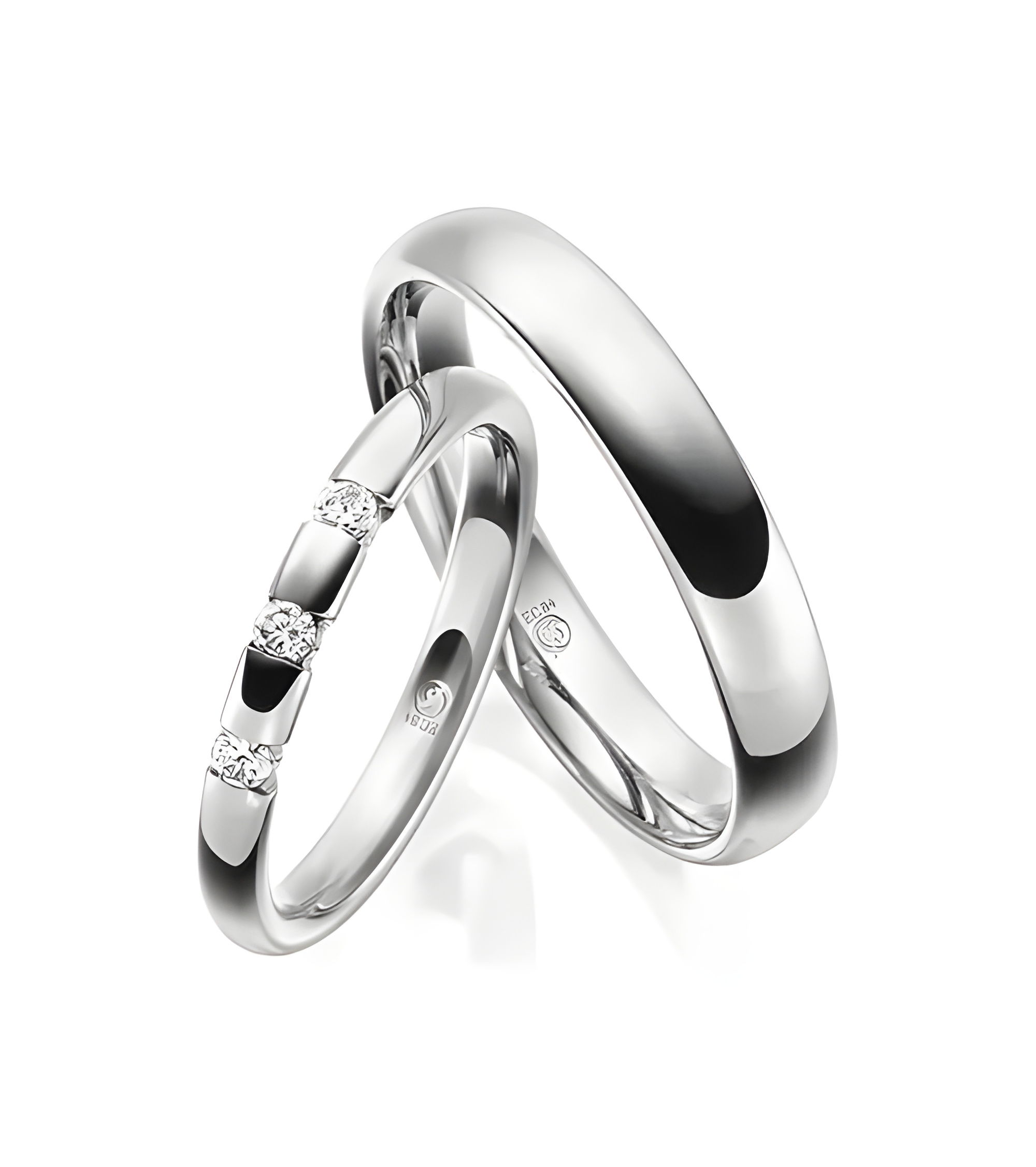 Anillos de matrimonio con 3 diamantes confeccionada en Platino - Alianzas de boda - 

