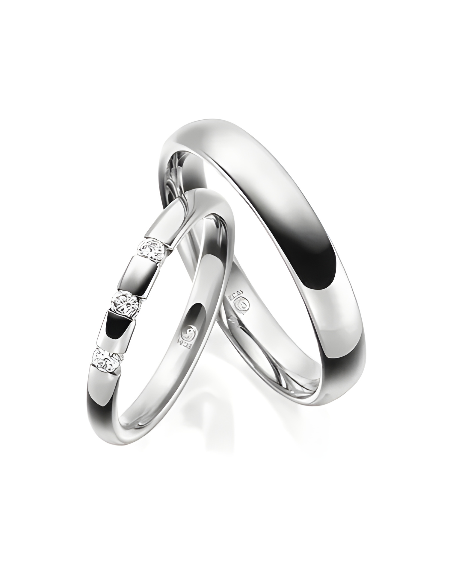 Anillos de matrimonio con 3 diamantes confeccionada en Platino - Alianzas de boda - 

